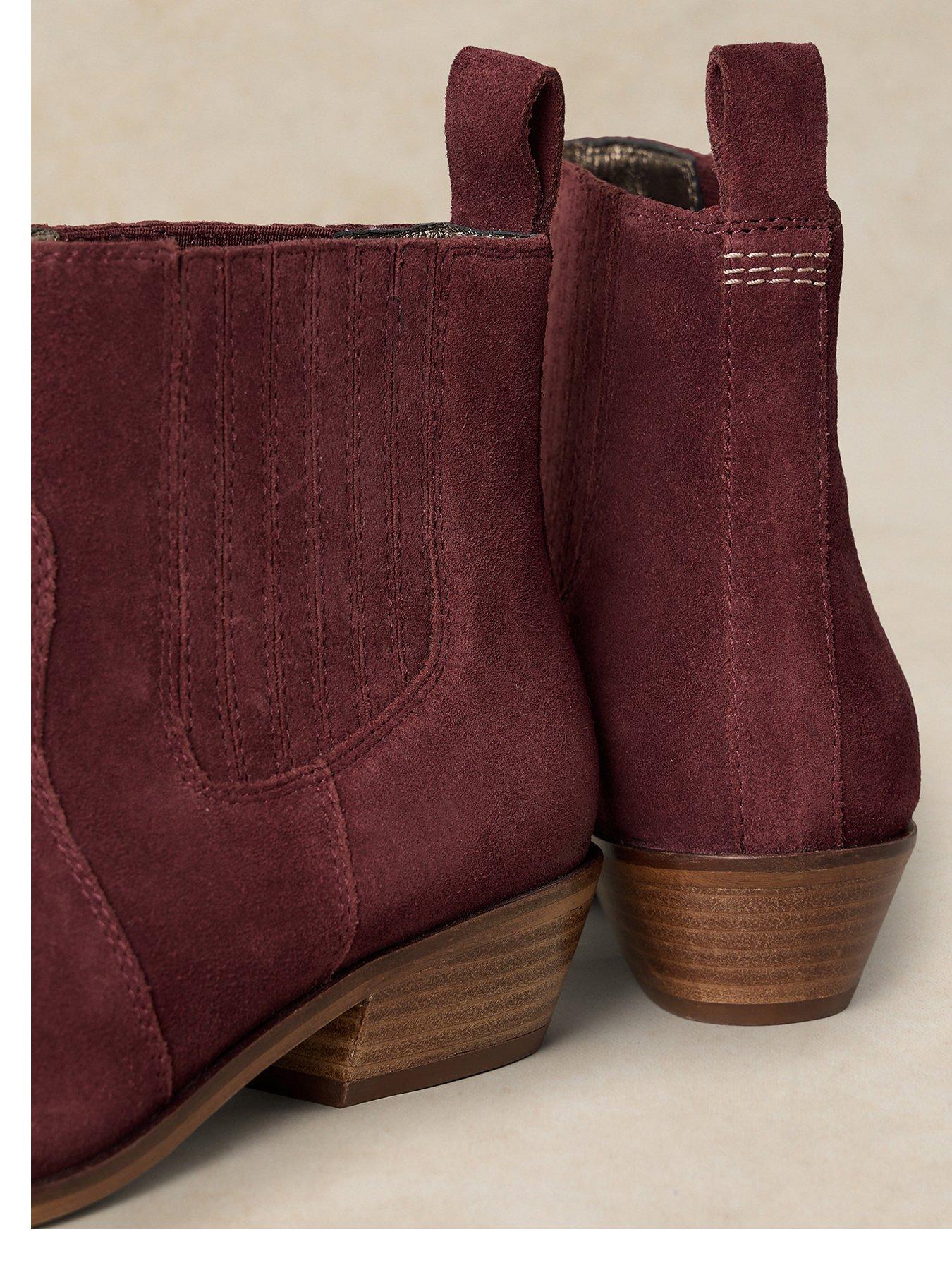 Image 4 of 4 of White Stuff Womens Wide Fit Suede Chelsea Boots - Red