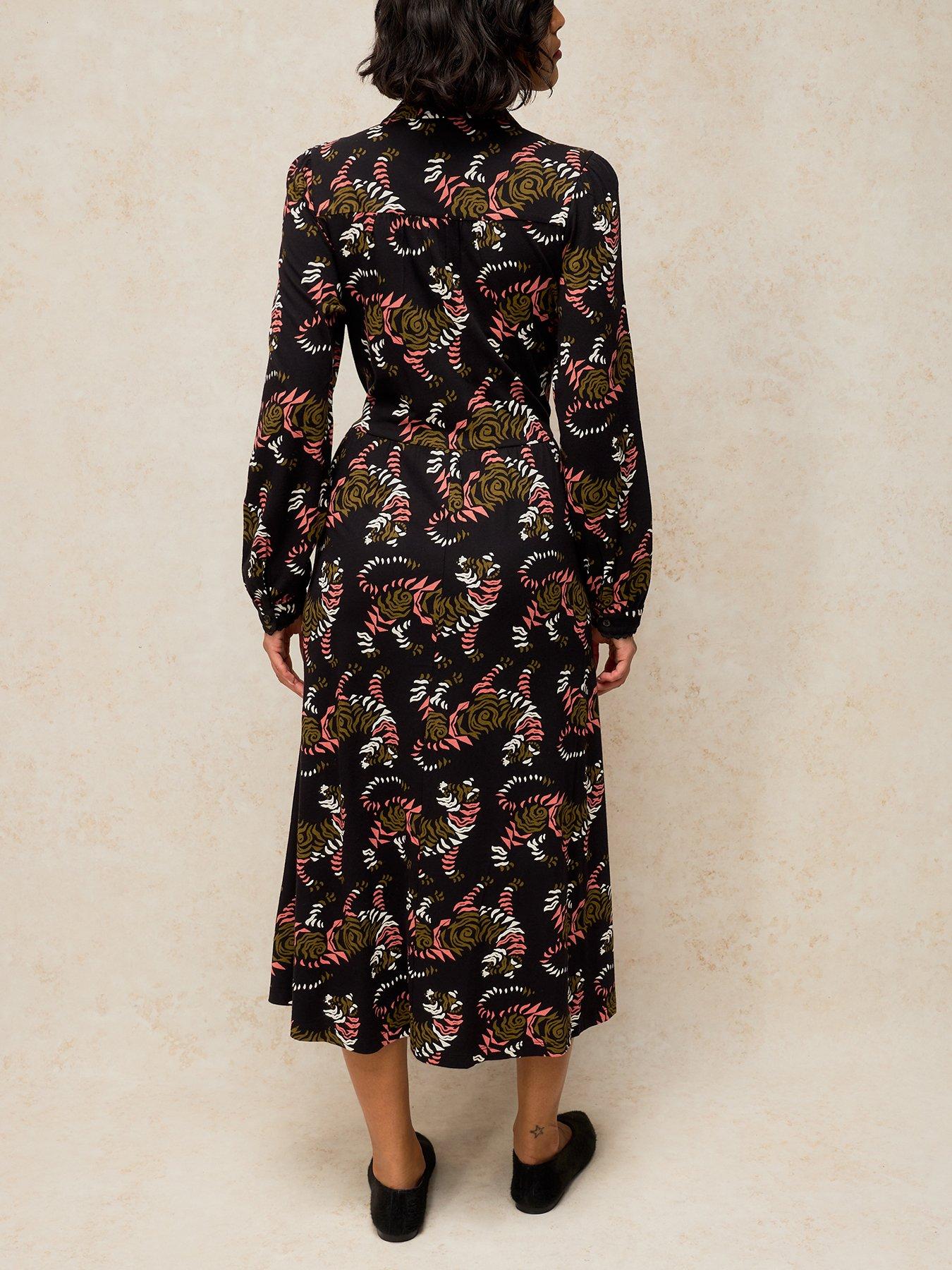 Image 2 of 5 of White Stuff Womens Reegan Soft Jersey Relaxed Midi Jersey Dress - Black