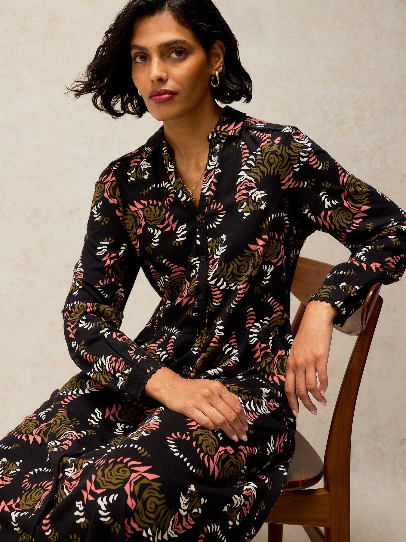 Image 3 of 5 of White Stuff Womens Reegan Soft Jersey Relaxed Midi Jersey Dress - Black