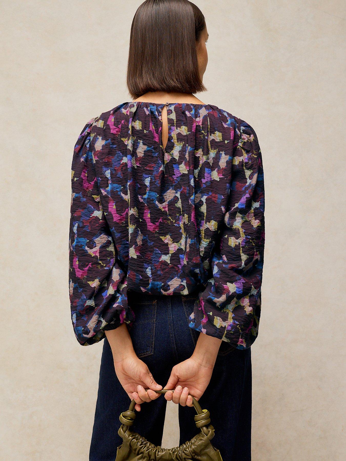 Image 2 of 5 of White Stuff Womens Lyra Bubble Hem Blouson Sleeve Top - Pink