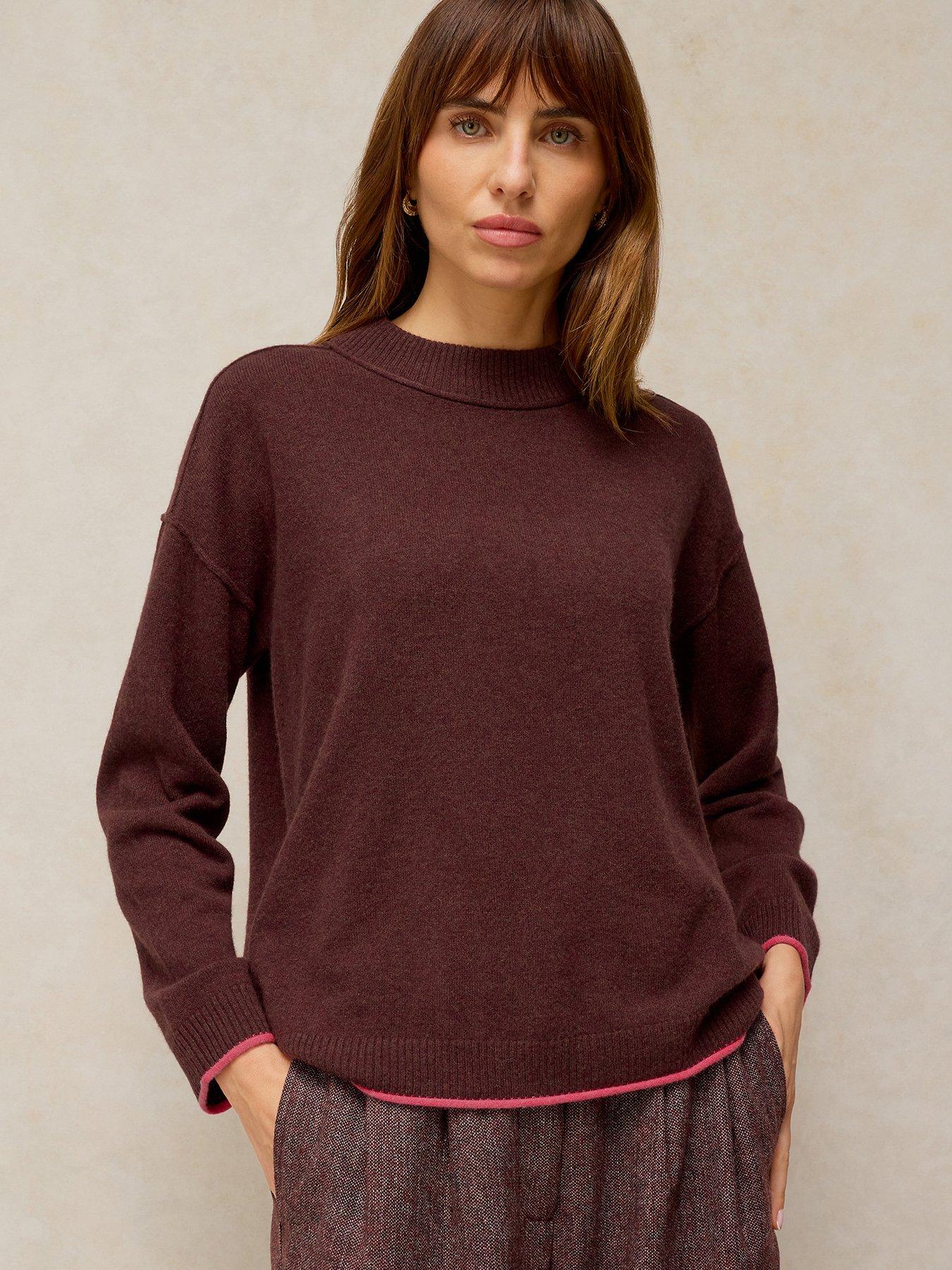 White Stuff Cashmere Crew Neck Fine Knit Jumper - Red