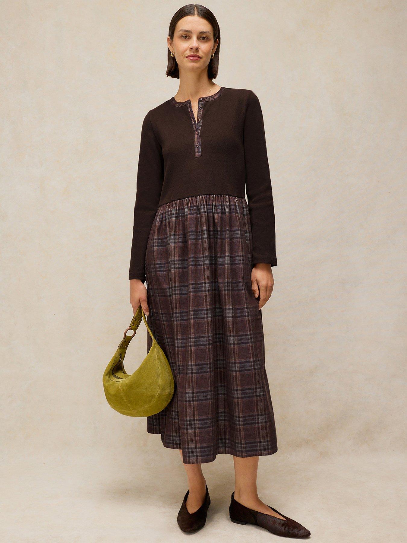 White Stuff Dakota Jersey Mix Midaxi Dress - Brown