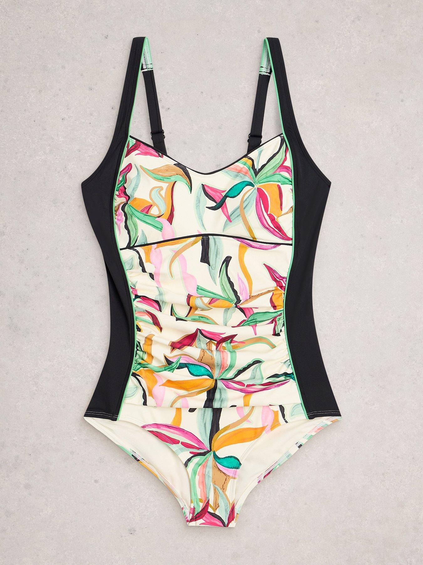 Image 5 of 5 of White Stuff Splash Control Print Swimsuit - Cream