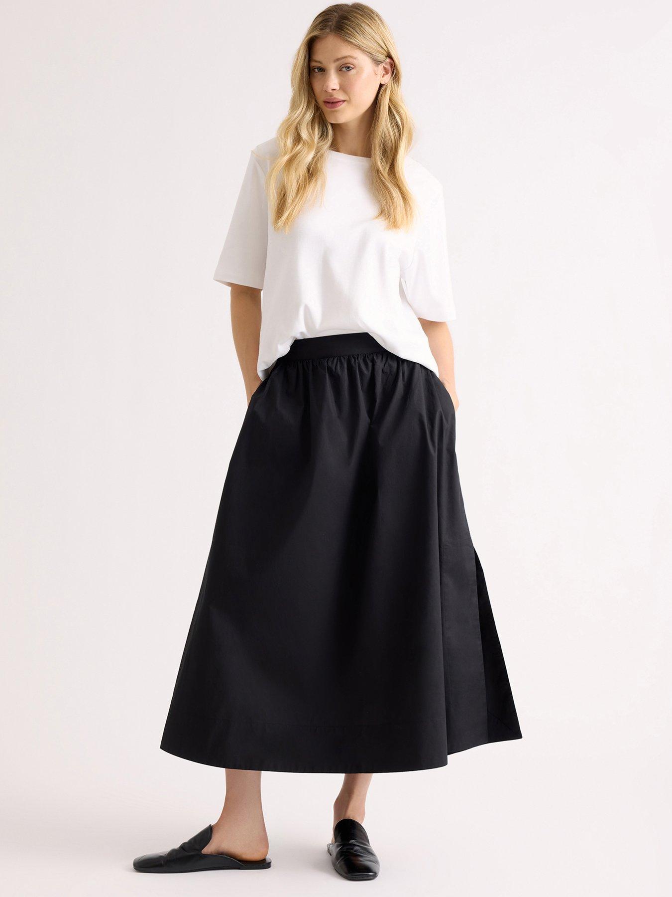 Image 1 of 6 of Albaray Cotton Full Midaxi Skirt - Black