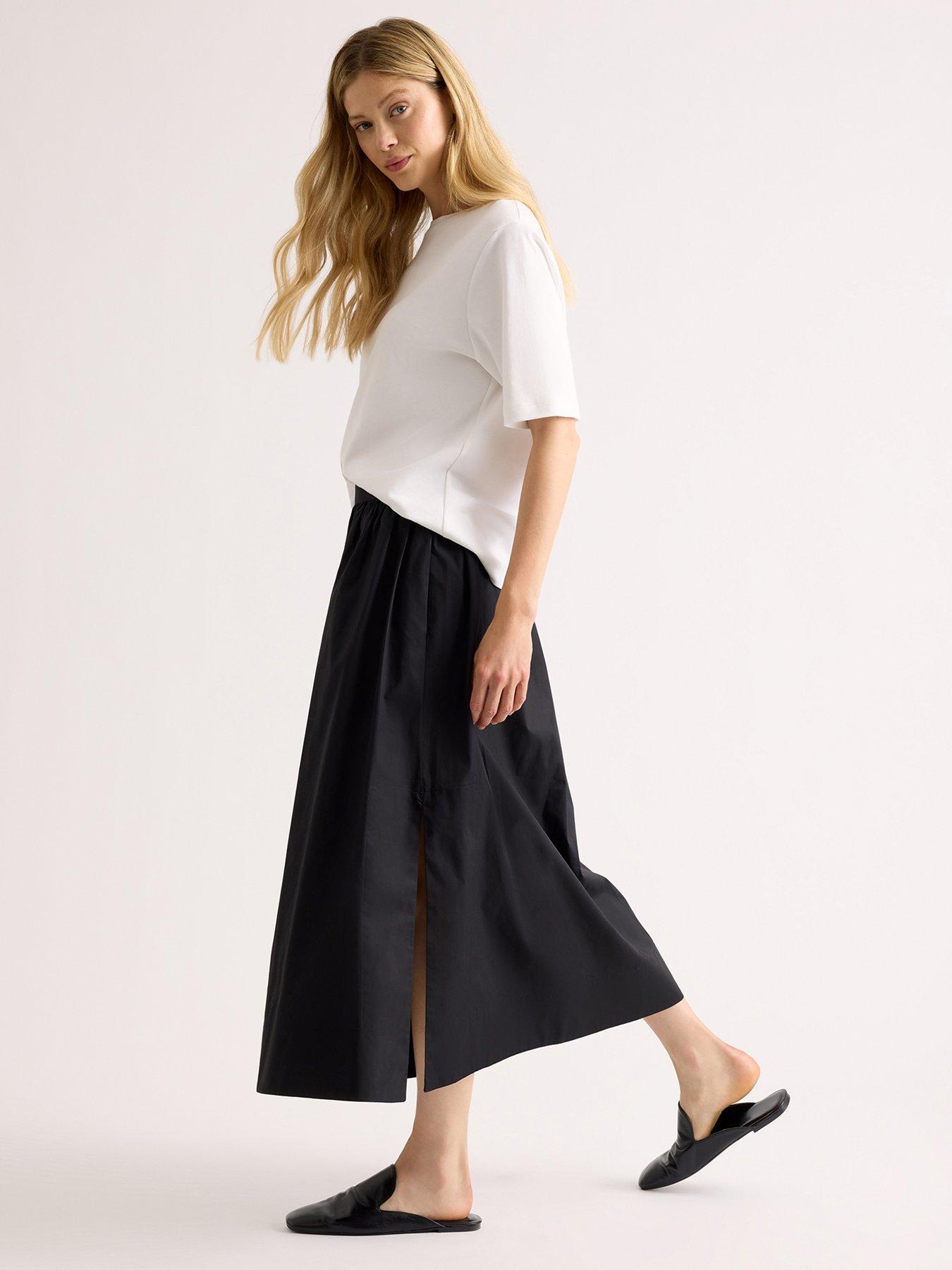 Image 3 of 6 of Albaray Cotton Full Midaxi Skirt - Black