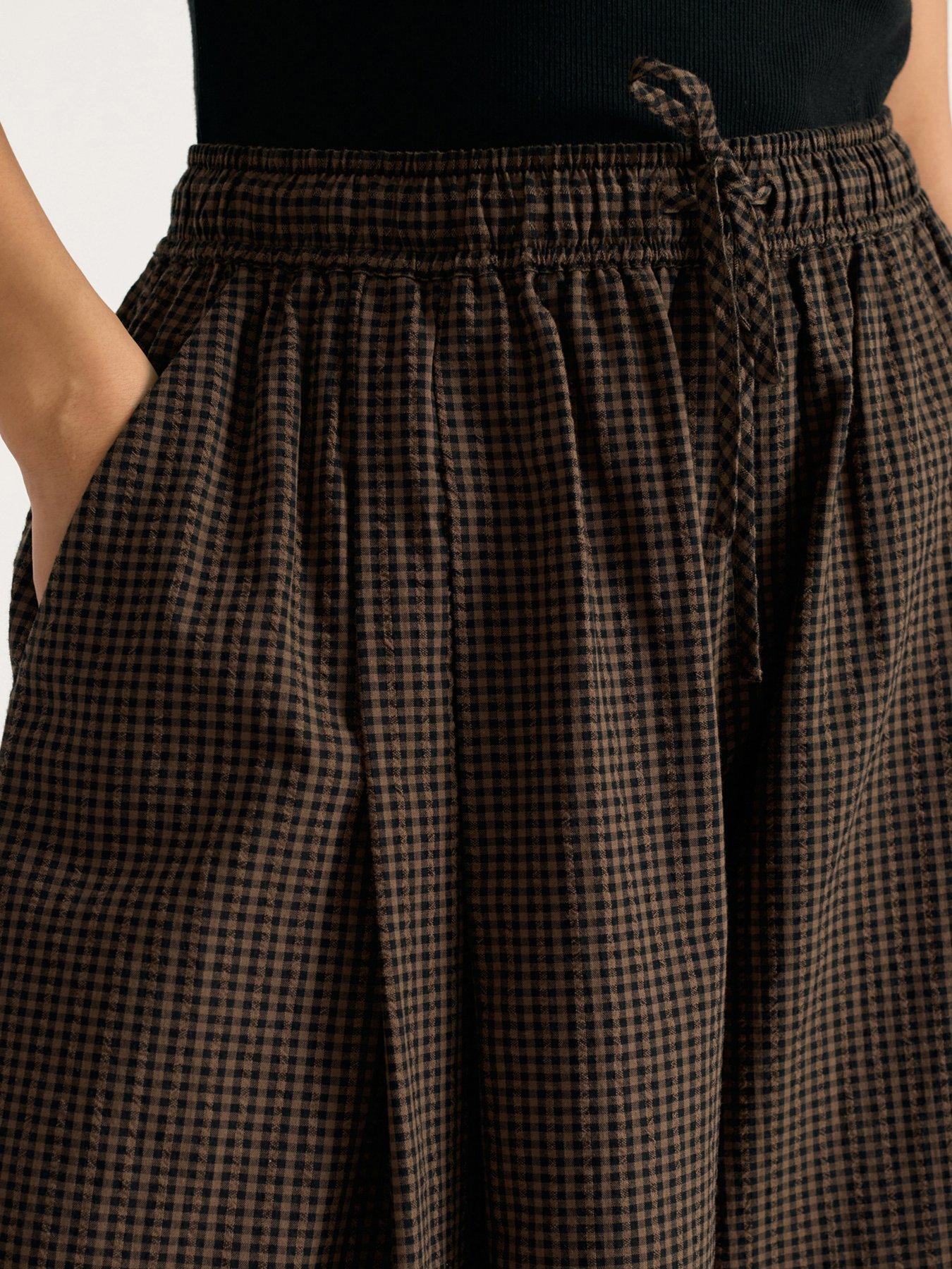 Image 5 of 5 of Albaray Women's Gingham Wide Leg Culottes - Brown