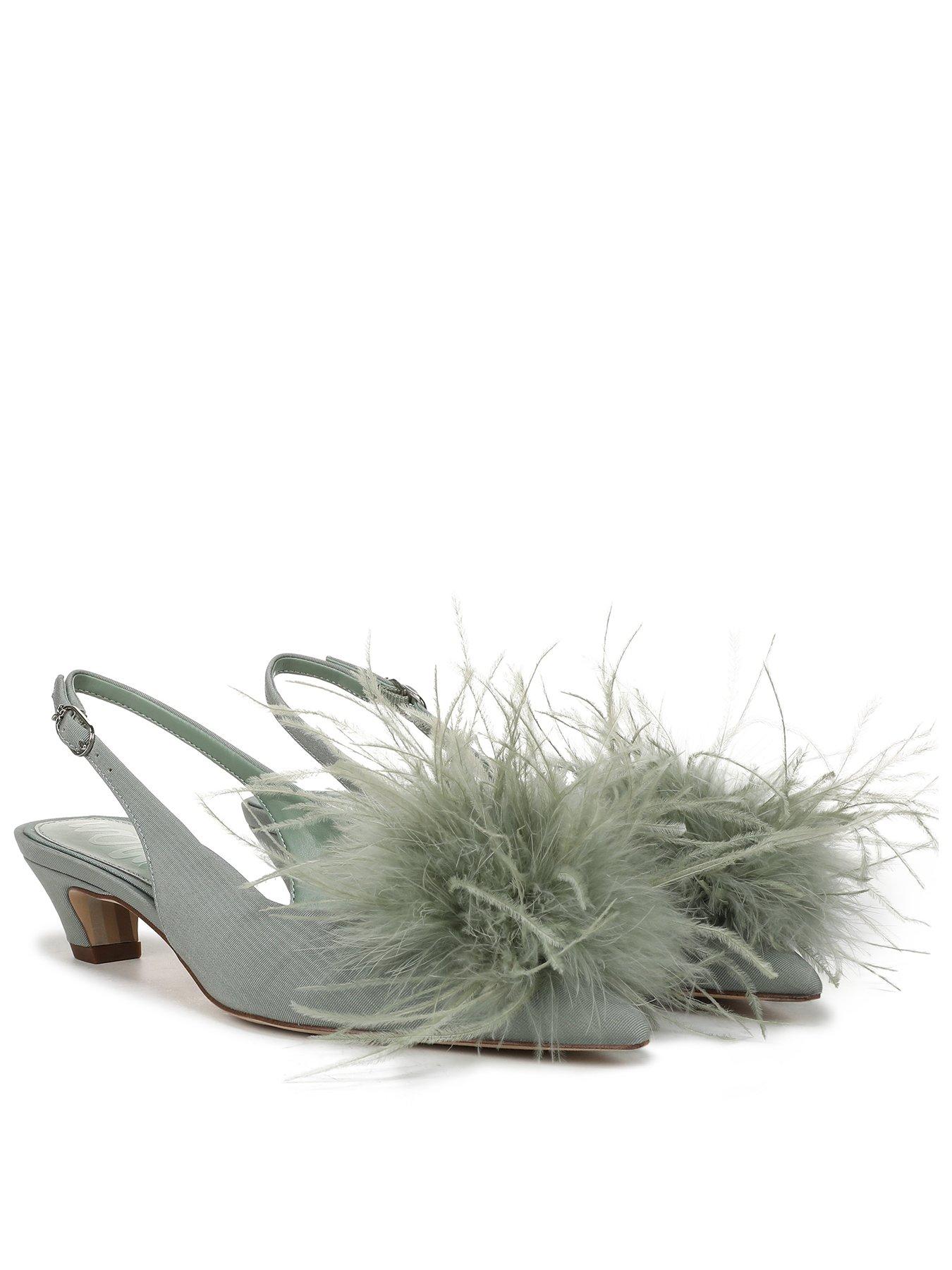 Image 1 of 6 of SAM EDELMAN Finch Feather Kitten Heel Pump - Sage