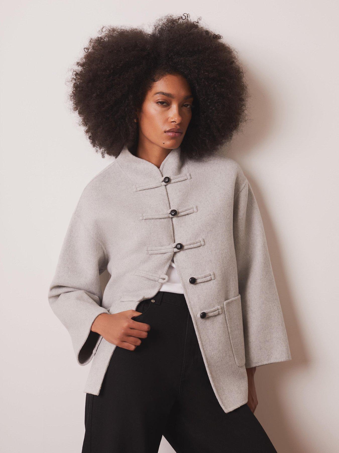 Image 2 of 6 of Mint Velvet Button Detail Coat - Grey