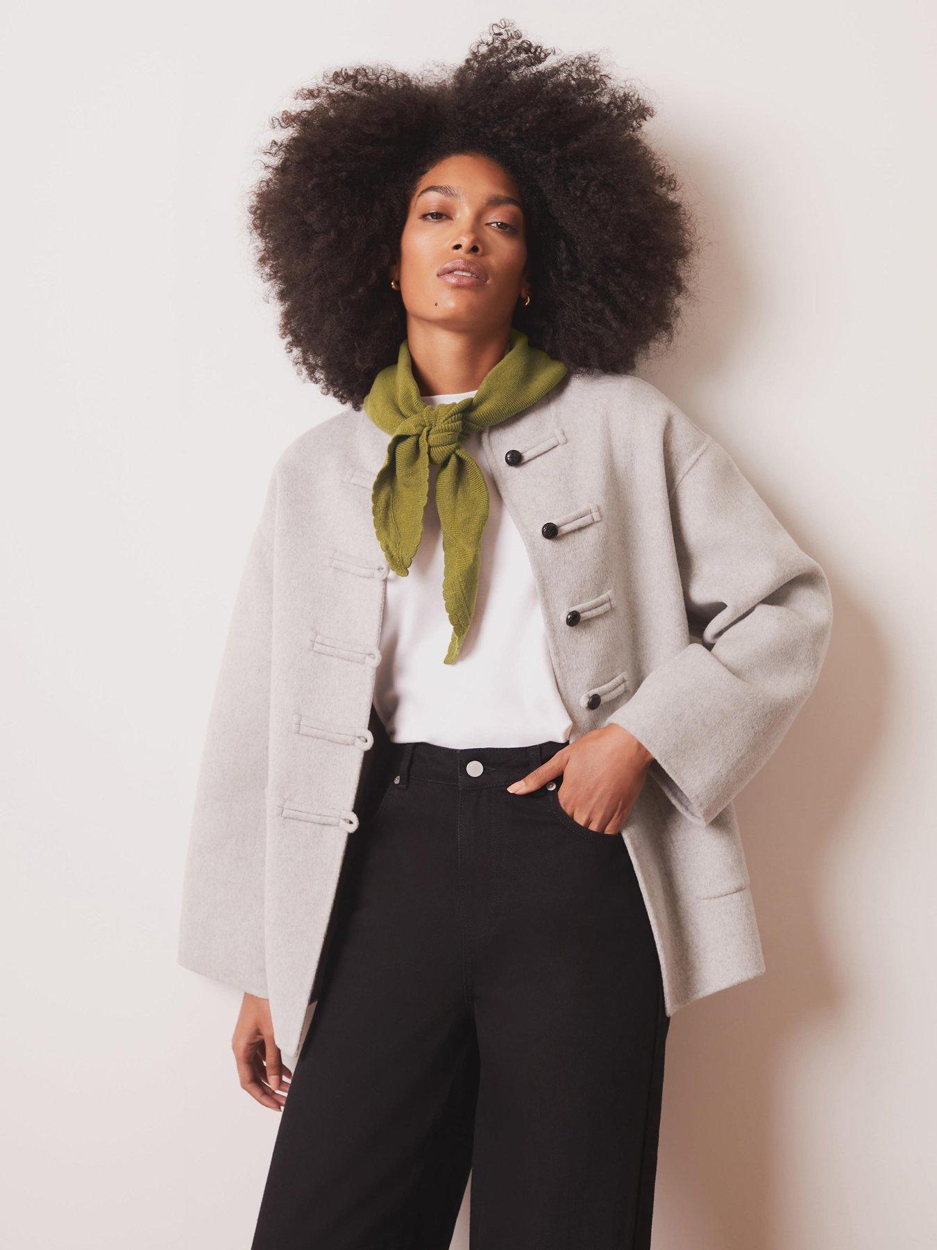 Image 4 of 6 of Mint Velvet Button Detail Coat - Grey