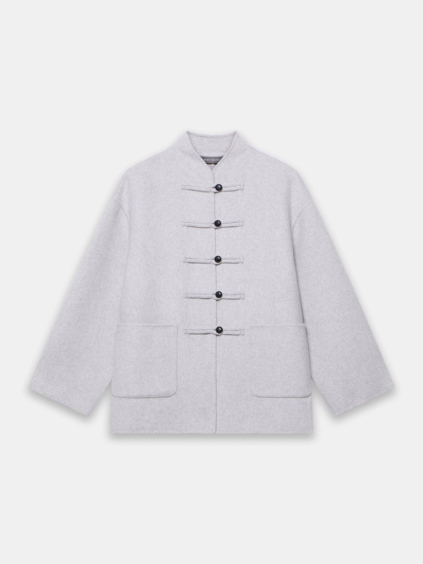 Image 5 of 6 of Mint Velvet Button Detail Coat - Grey