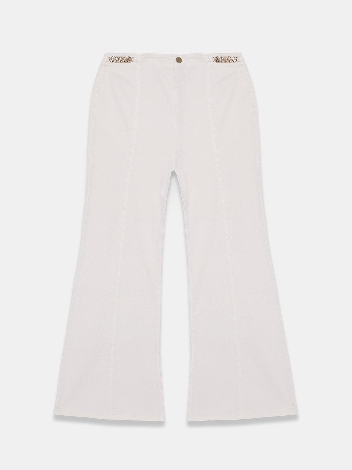Image 5 of 6 of Mint Velvet Women's Gold-Tone Disc Detail Vintage Flare Jeans - Cream