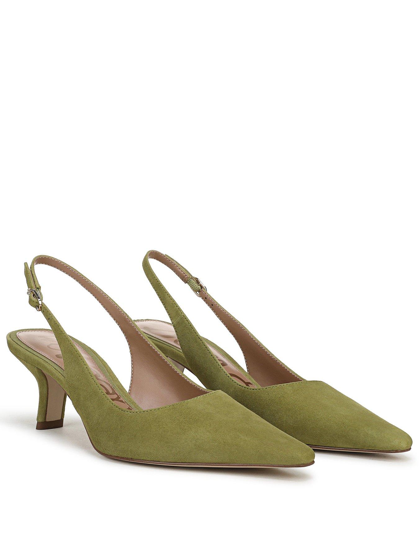 SAM EDELMAN Bianka Sling Back Heeled Pump - Olive Green