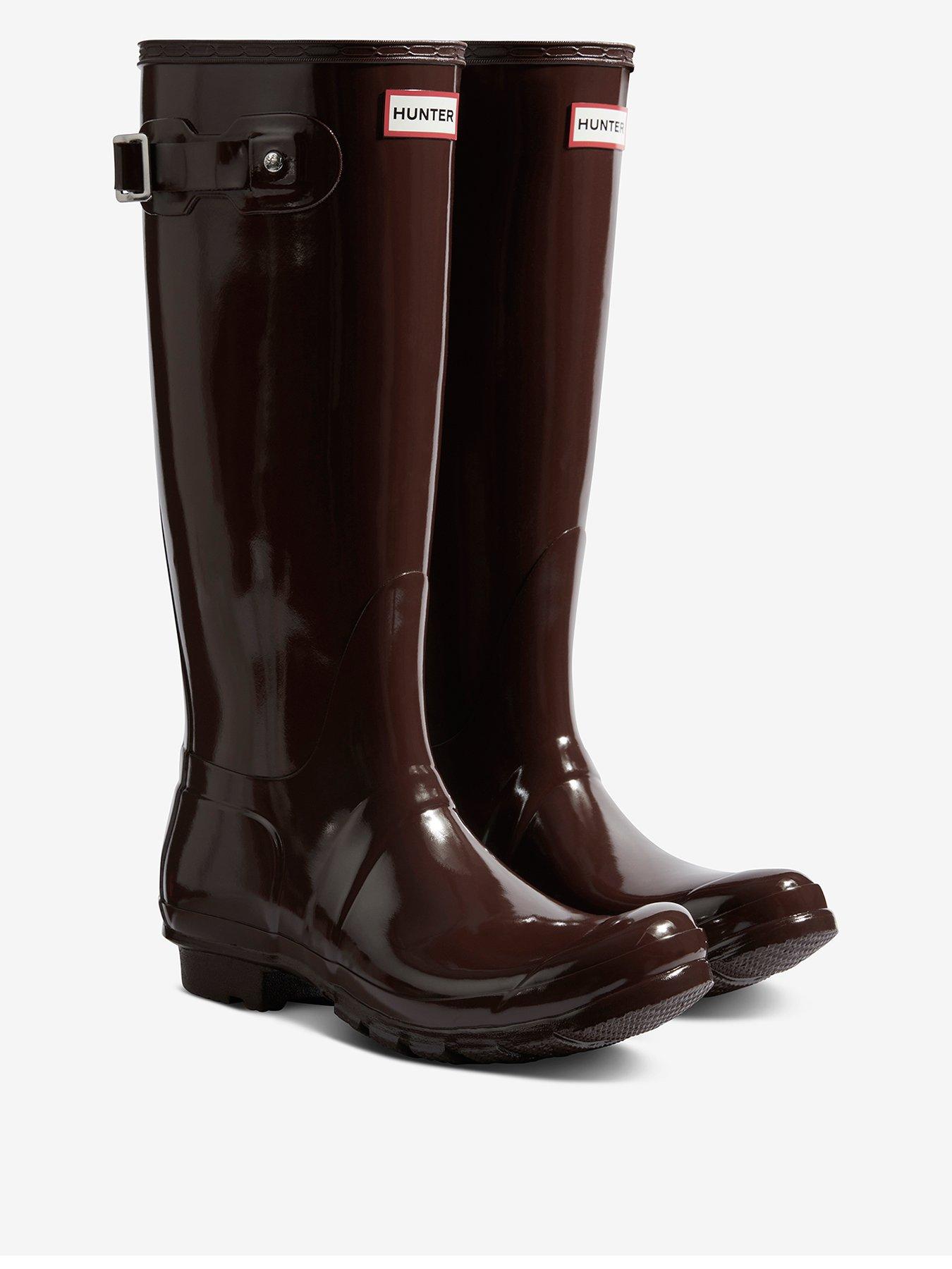 Image 1 of 2 of Hunter Womens Original Tall Gloss Wellington Boot - Brown