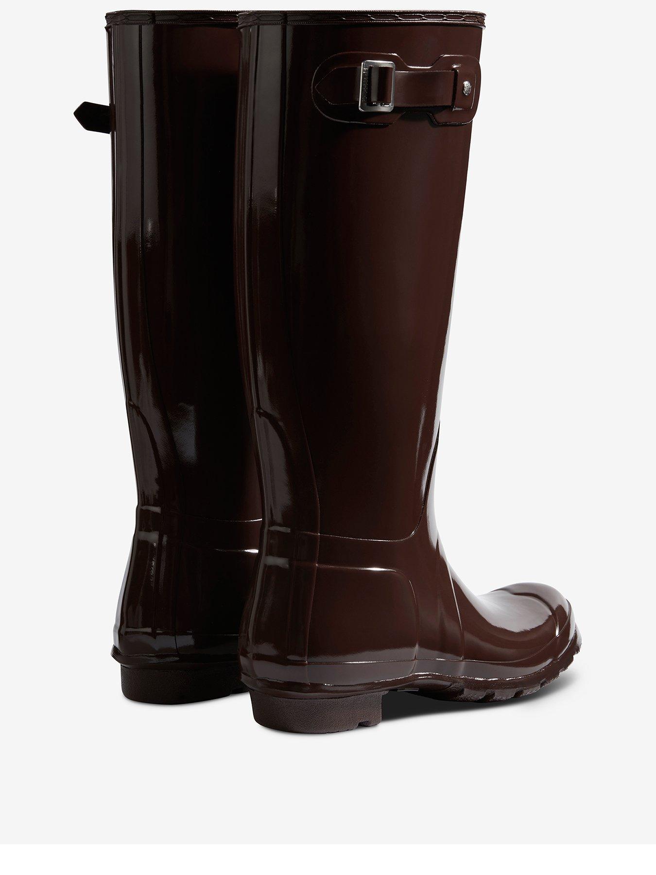 Image 2 of 2 of Hunter Womens Original Tall Gloss Wellington Boot - Brown