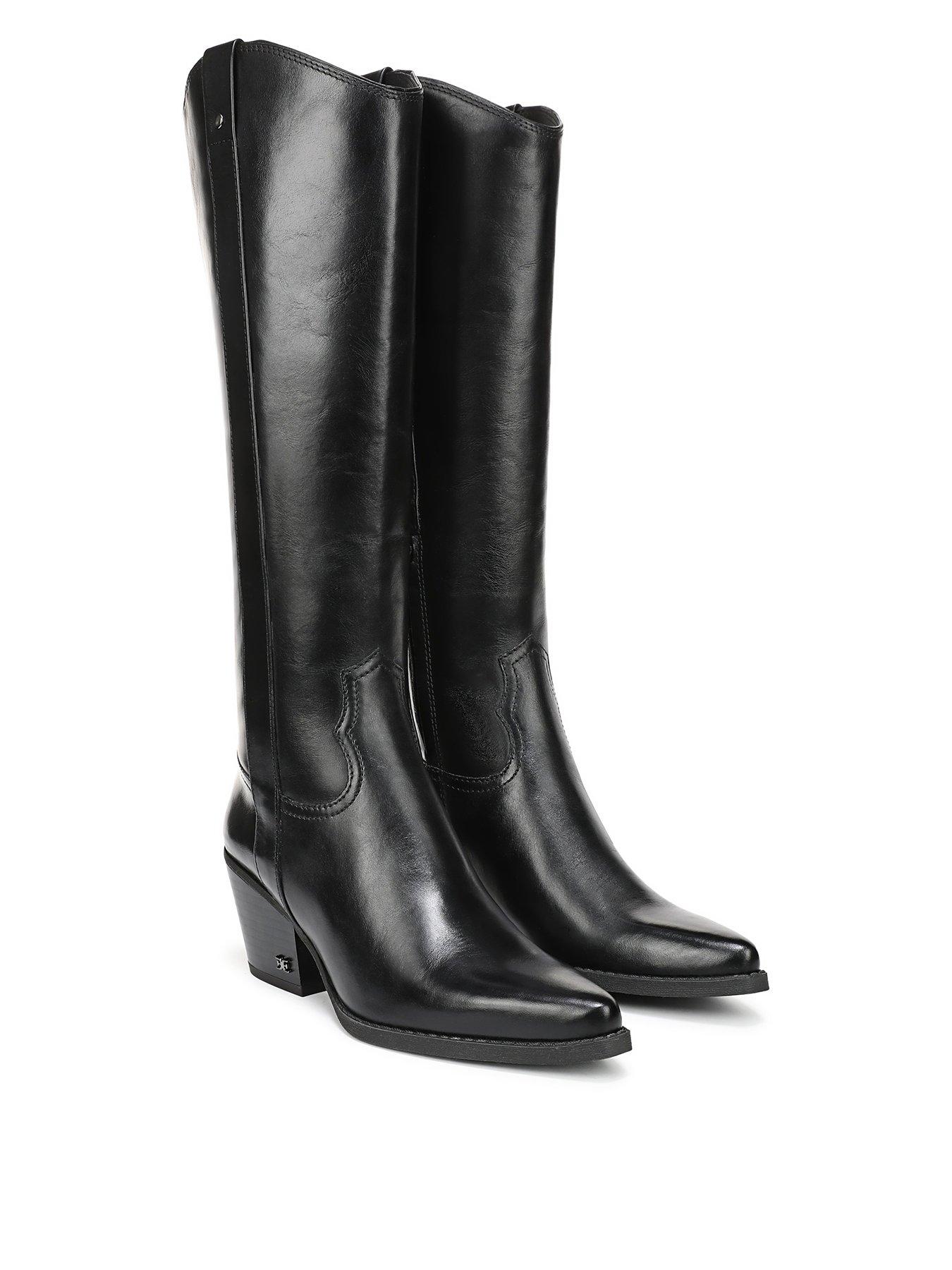 Image 1 of 6 of SAM EDELMAN Wyatt Knee High Cow Boy Boot - Black