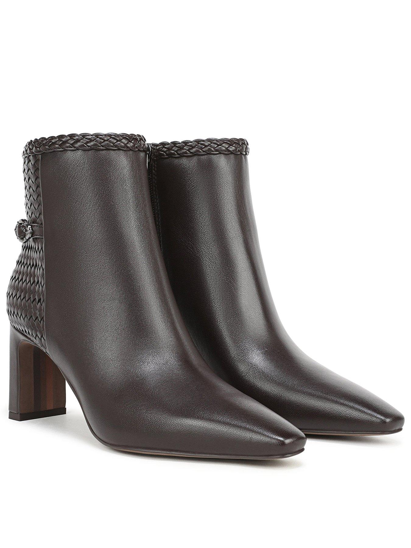 SAM EDELMAN Saige Weave Block Heel Ankle Boot - Brown