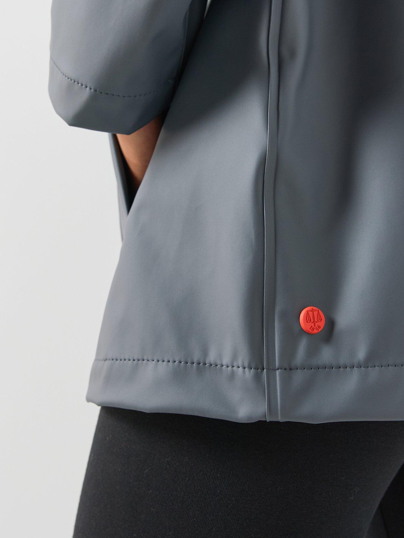 Image 4 of 6 of Hunter Womens Hooded PU Coated Popper Jacket - Grey