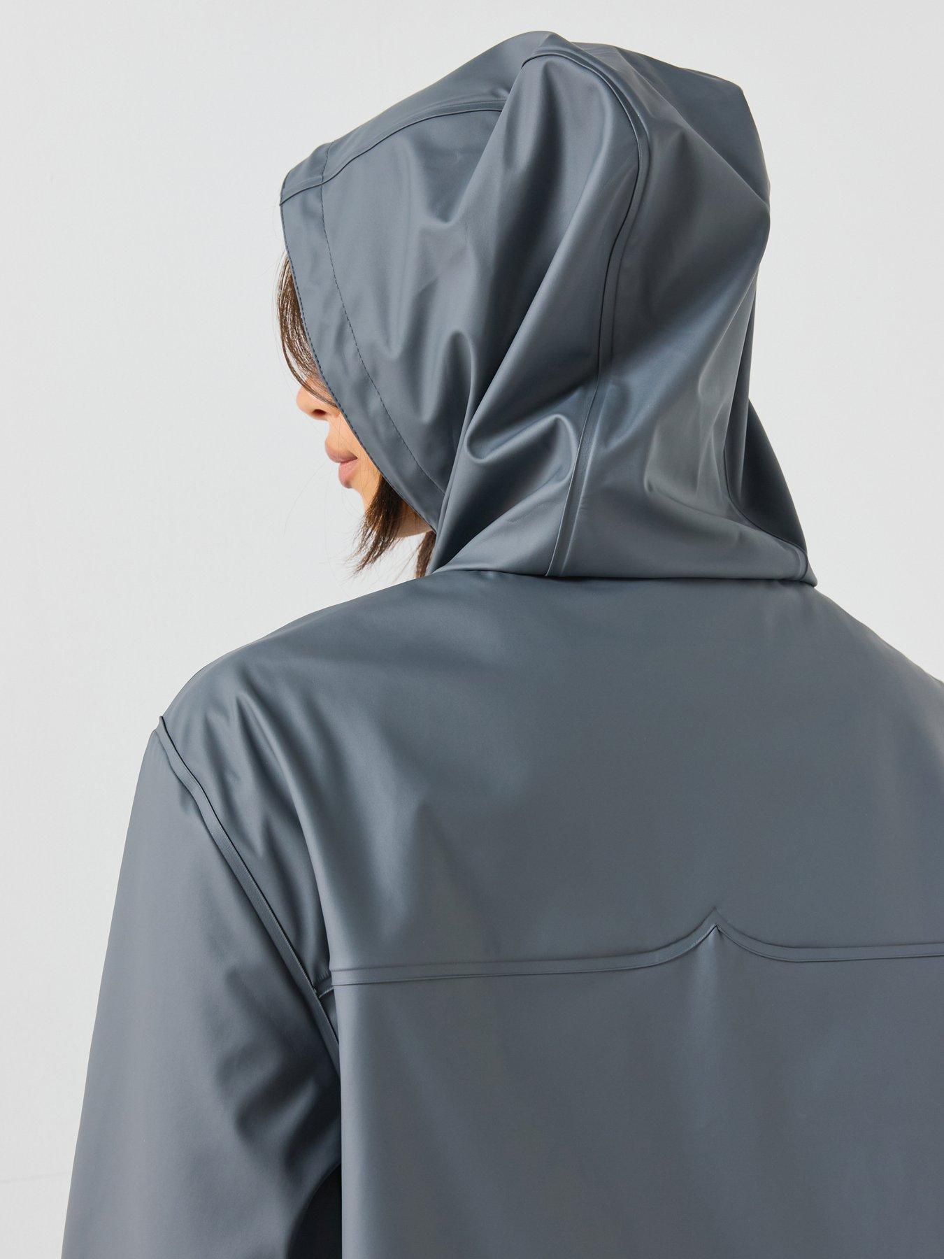 Image 6 of 6 of Hunter Womens Hooded PU Coated Popper Jacket - Grey