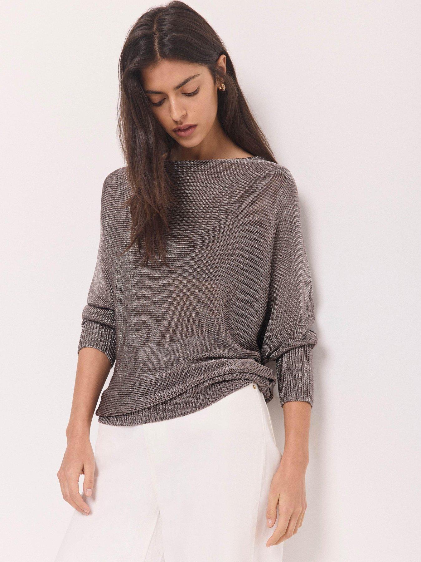 Image 2 of 6 of Mint Velvet Metallic Knitted Top - Silver