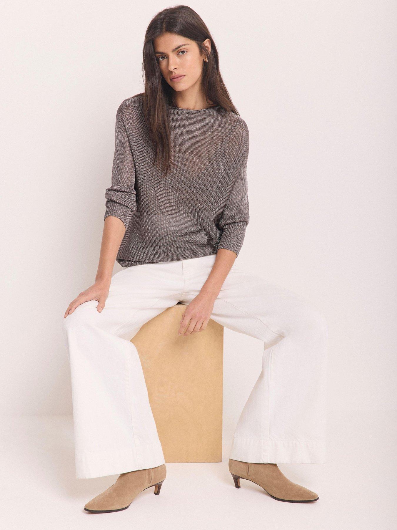 Image 3 of 6 of Mint Velvet Metallic Knitted Top - Silver