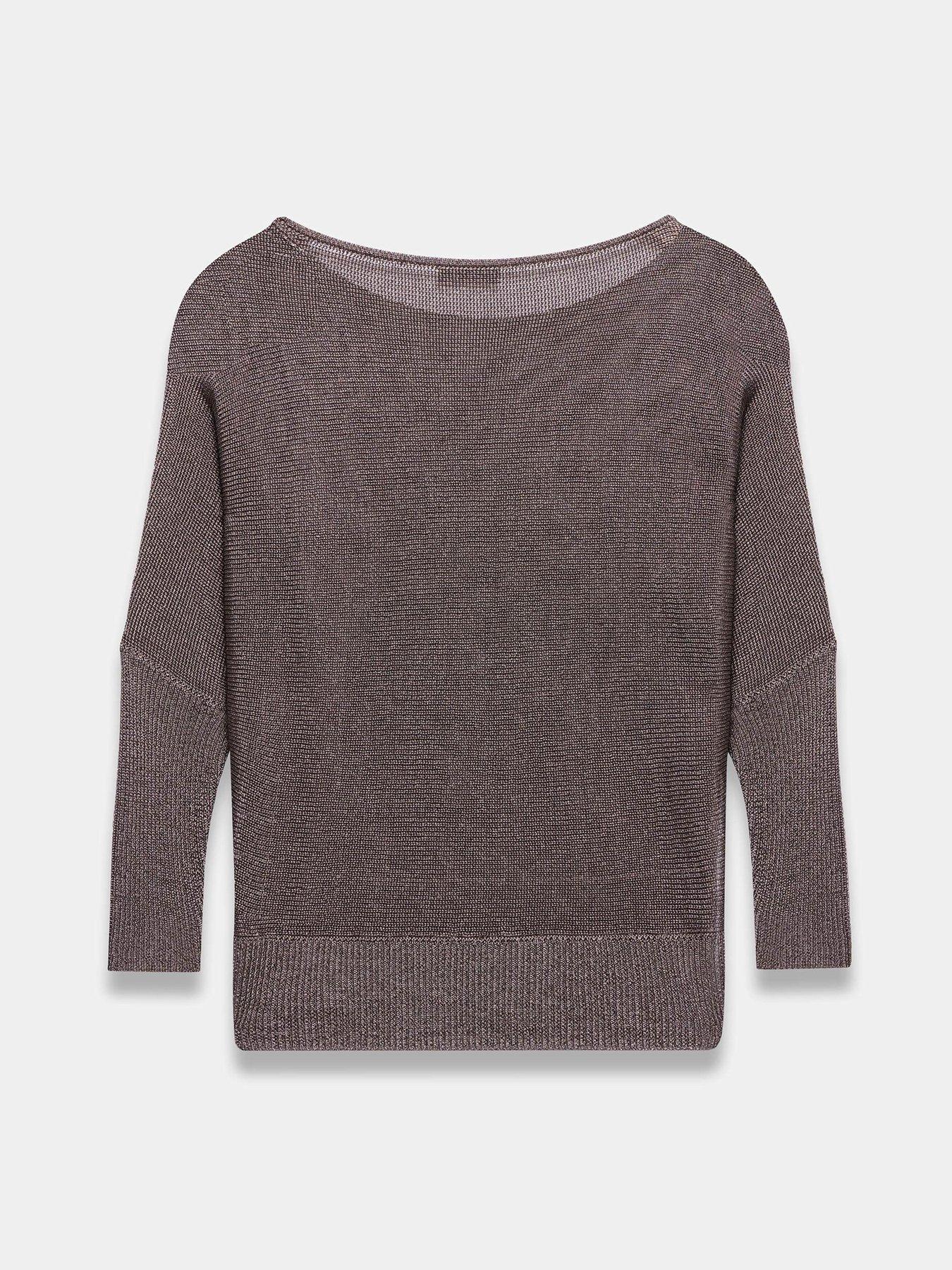 Image 6 of 6 of Mint Velvet Metallic Knitted Top - Silver