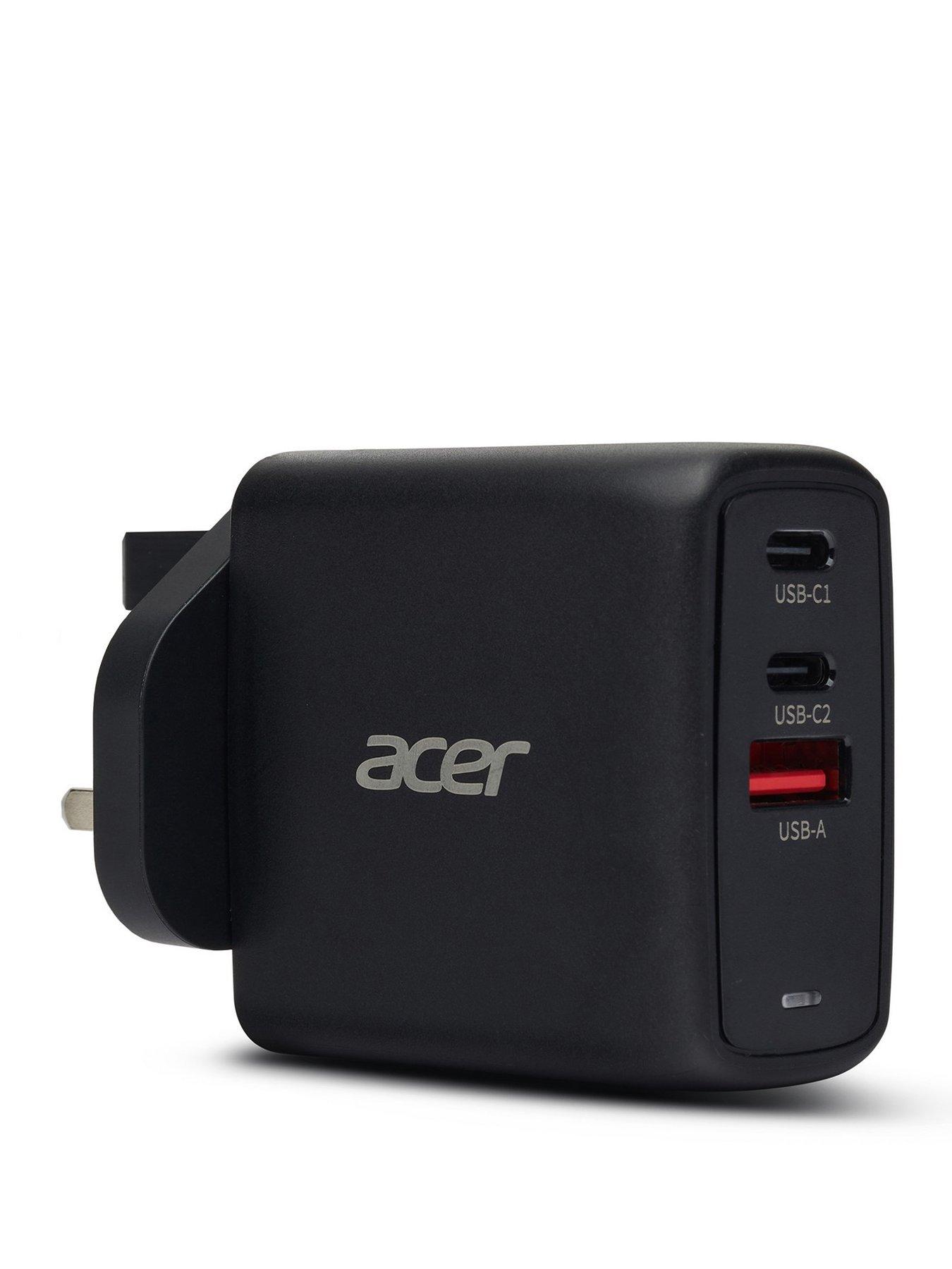 Acer Acer 67W PD Charger, USB Port: 2C+1A, UK Plug, 100W USB-C Cable, Black (Retail Pack)