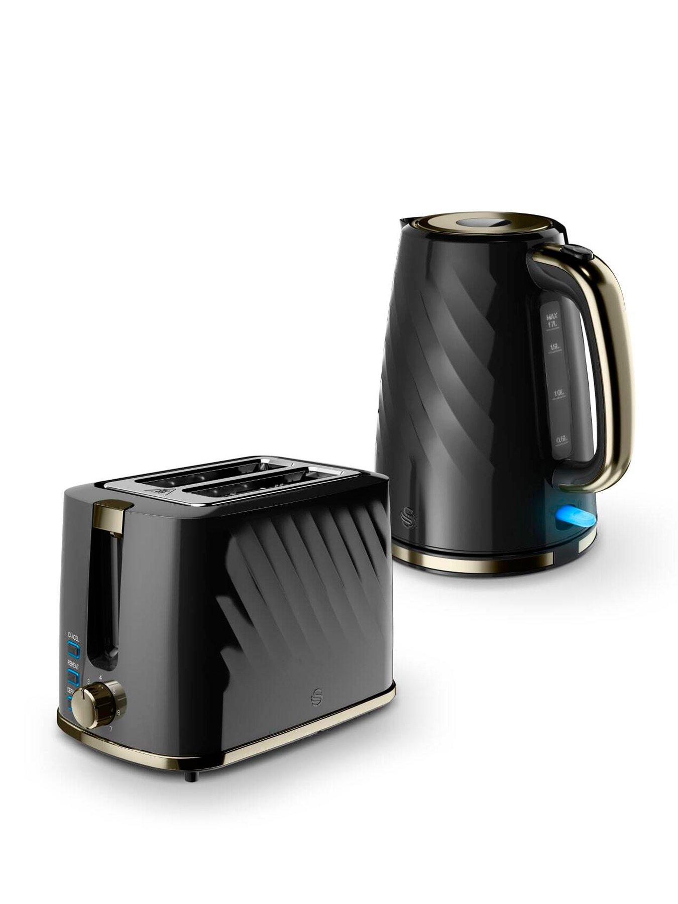 Swan Windsor 1.7L Rapid Boil Kettle  &  2-Slice Toaster Pack - Black