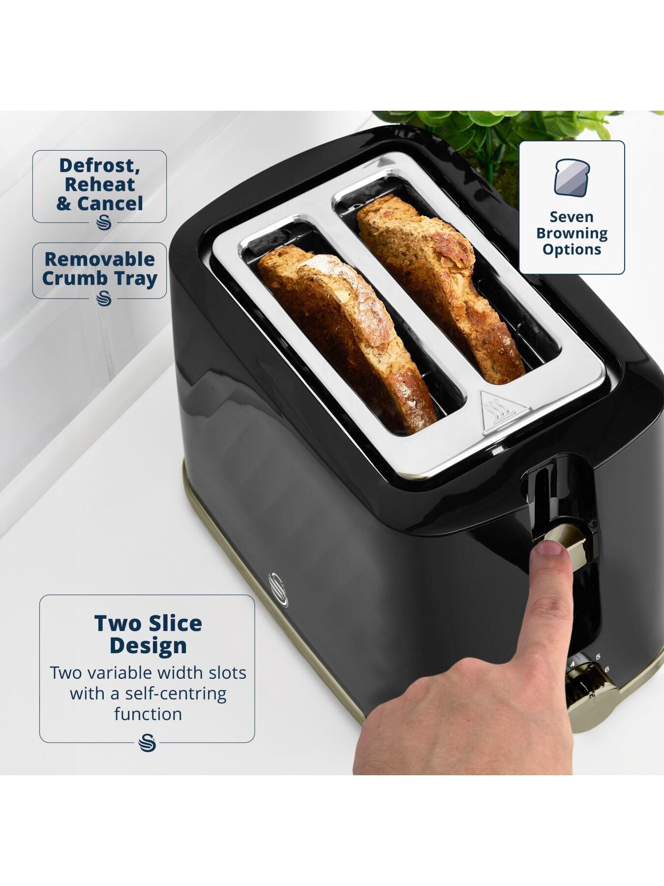 Image 3 of 7 of Swan Windsor 1.7L Rapid Boil Kettle &amp; 2-Slice Toaster Pack - Black
