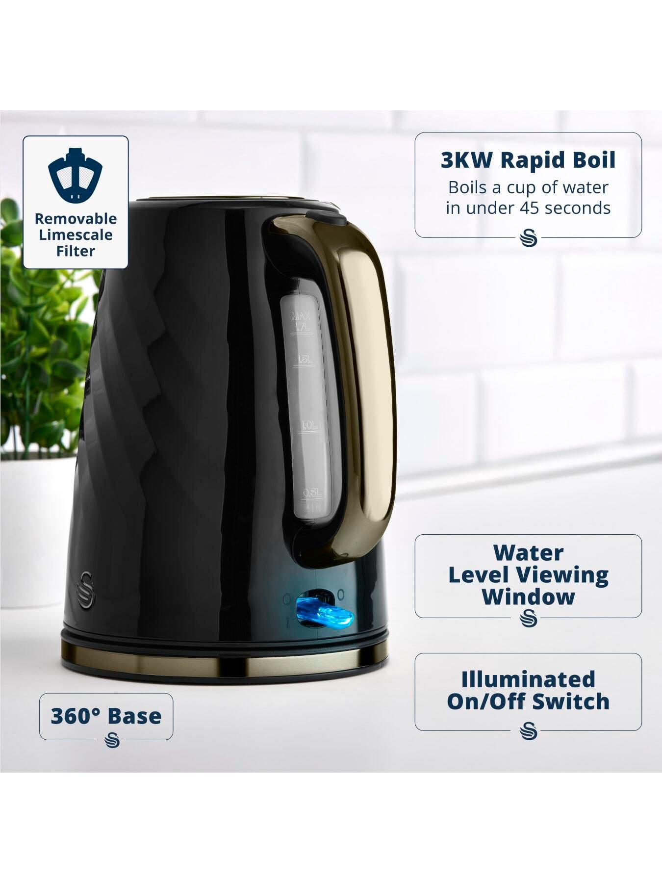 Image 4 of 7 of Swan Windsor 1.7L Rapid Boil Kettle &amp; 2-Slice Toaster Pack - Black
