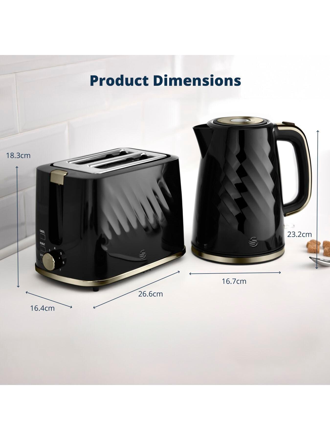 Image 6 of 7 of Swan Windsor 1.7L Rapid Boil Kettle &amp; 2-Slice Toaster Pack - Black
