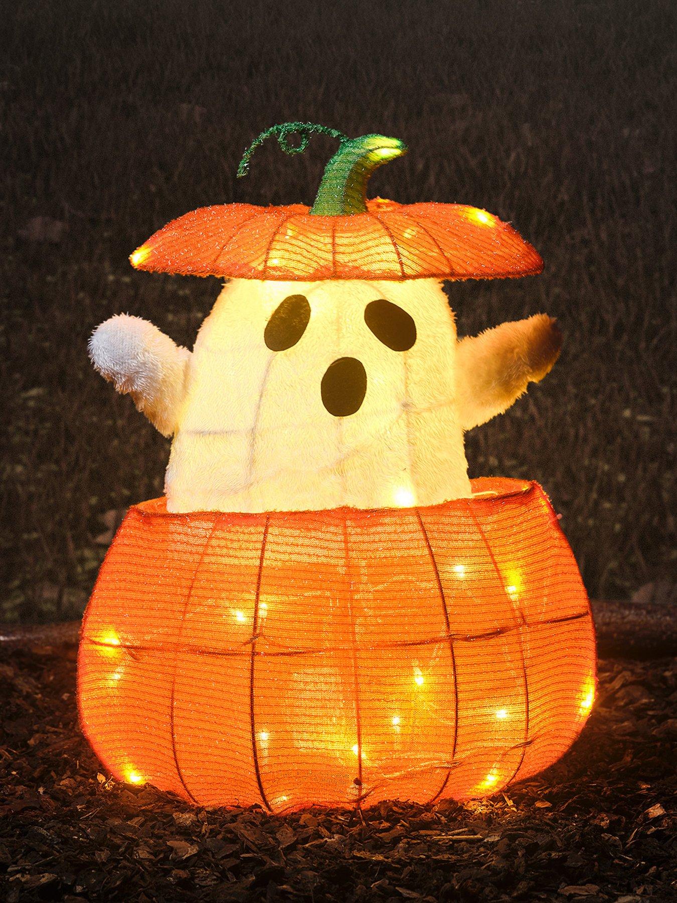 Lights4Fun Animated Ghost In A Pumpkin Light Up Halloween Decoration