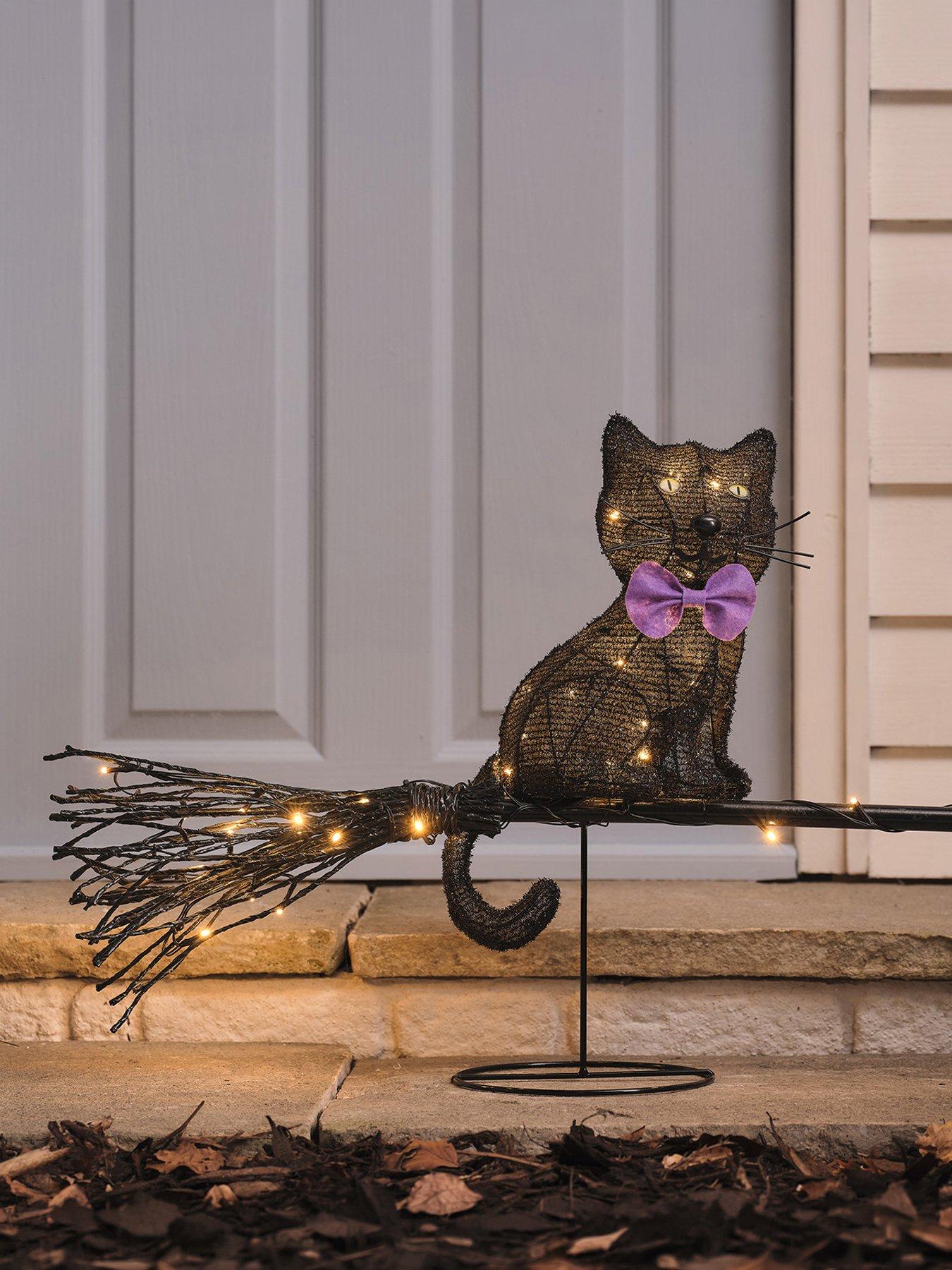 Image 1 of 6 of Lights4Fun Witchy Cat On Broom