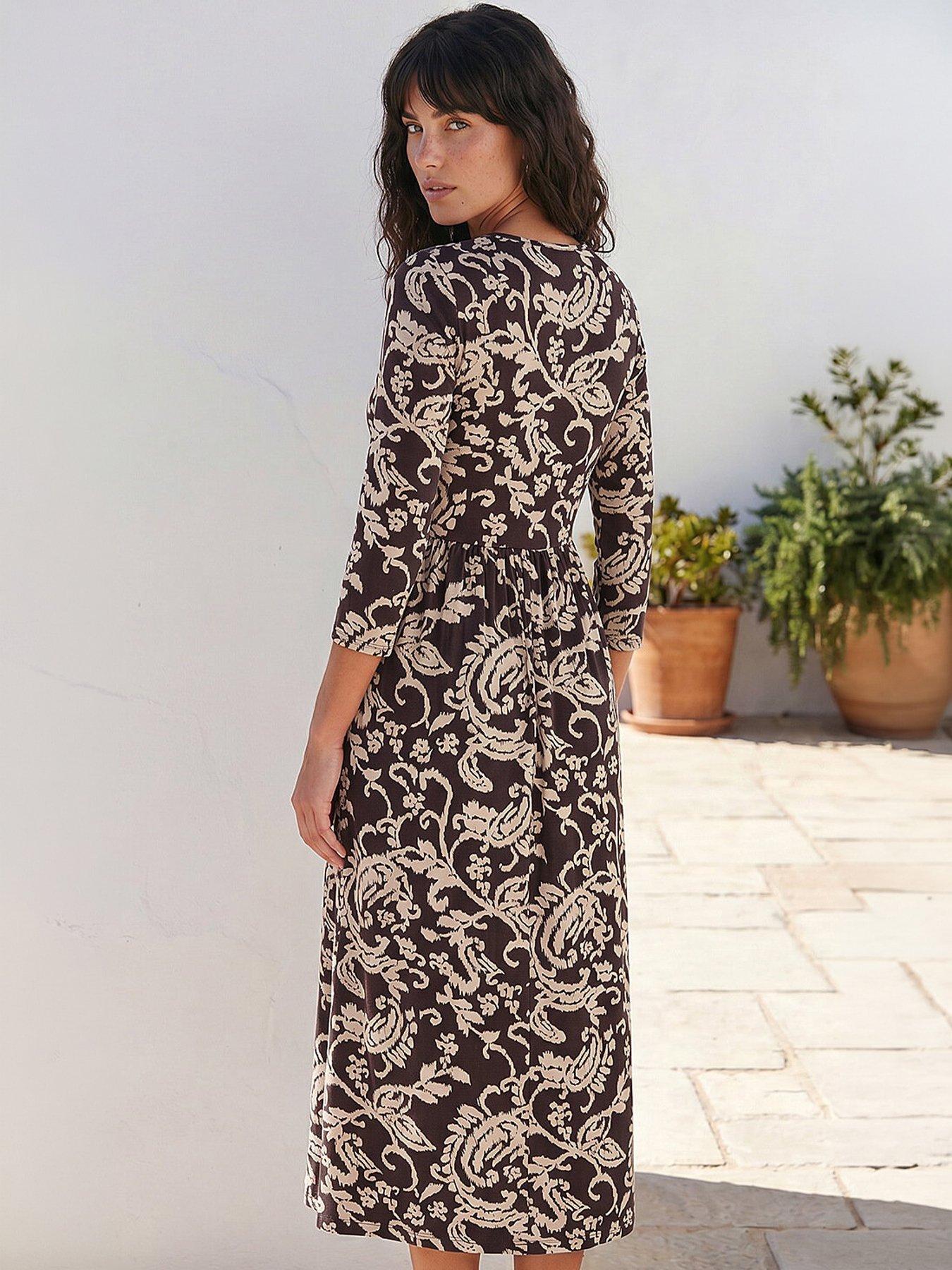 Image 3 of 4 of Roman Leaf Print Pocket Dress