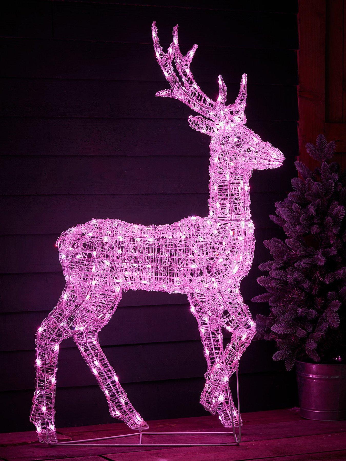 Image 3 of 4 of Lights4Fun Colour Changing LED Acrylic 120cm Stag With Remote Control
