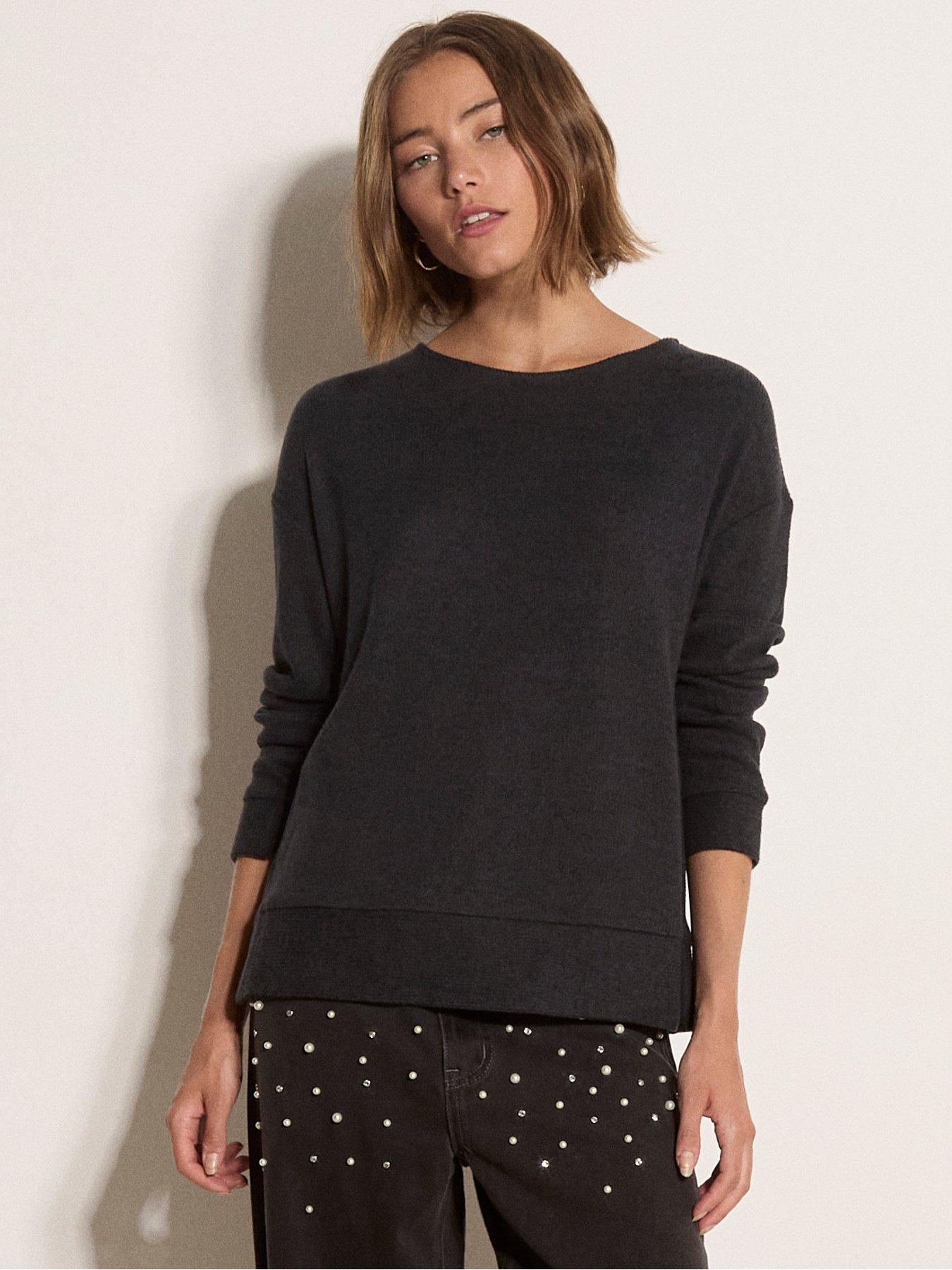 Image 1 of 3 of Apricot Soft Touch Rib Side Split Top - Grey