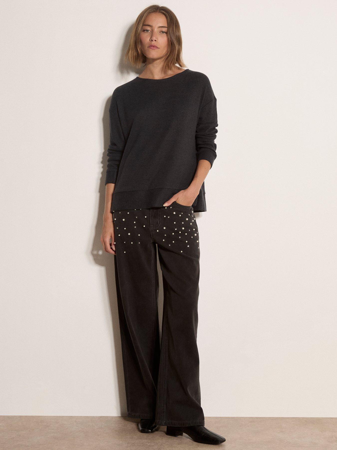 Image 2 of 3 of Apricot Soft Touch Rib Side Split Top - Grey