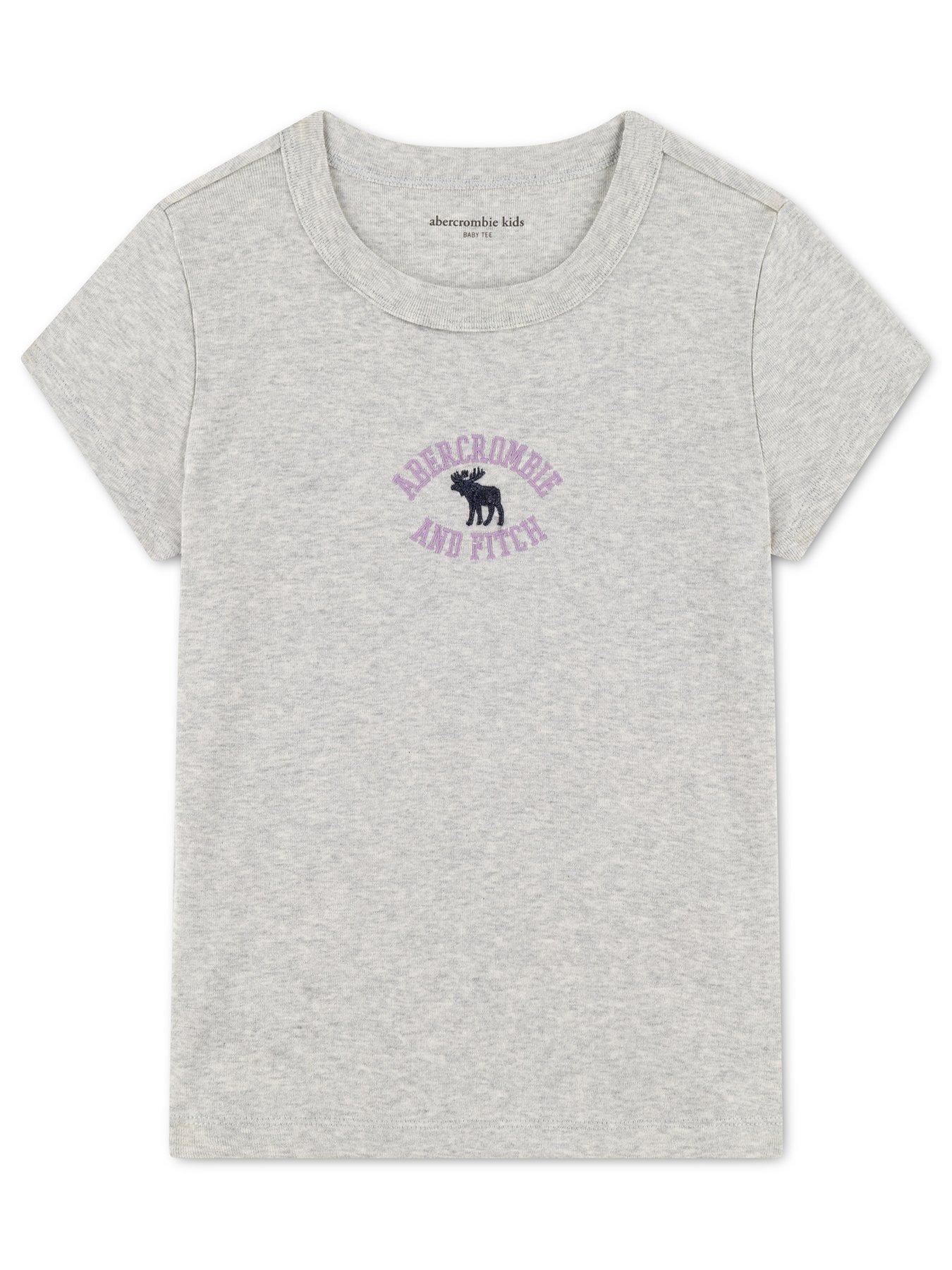 Image 1 of 3 of Abercrombie & Fitch Girls Y2k Core Script Short Sleeve Baby T-shirt - Grey