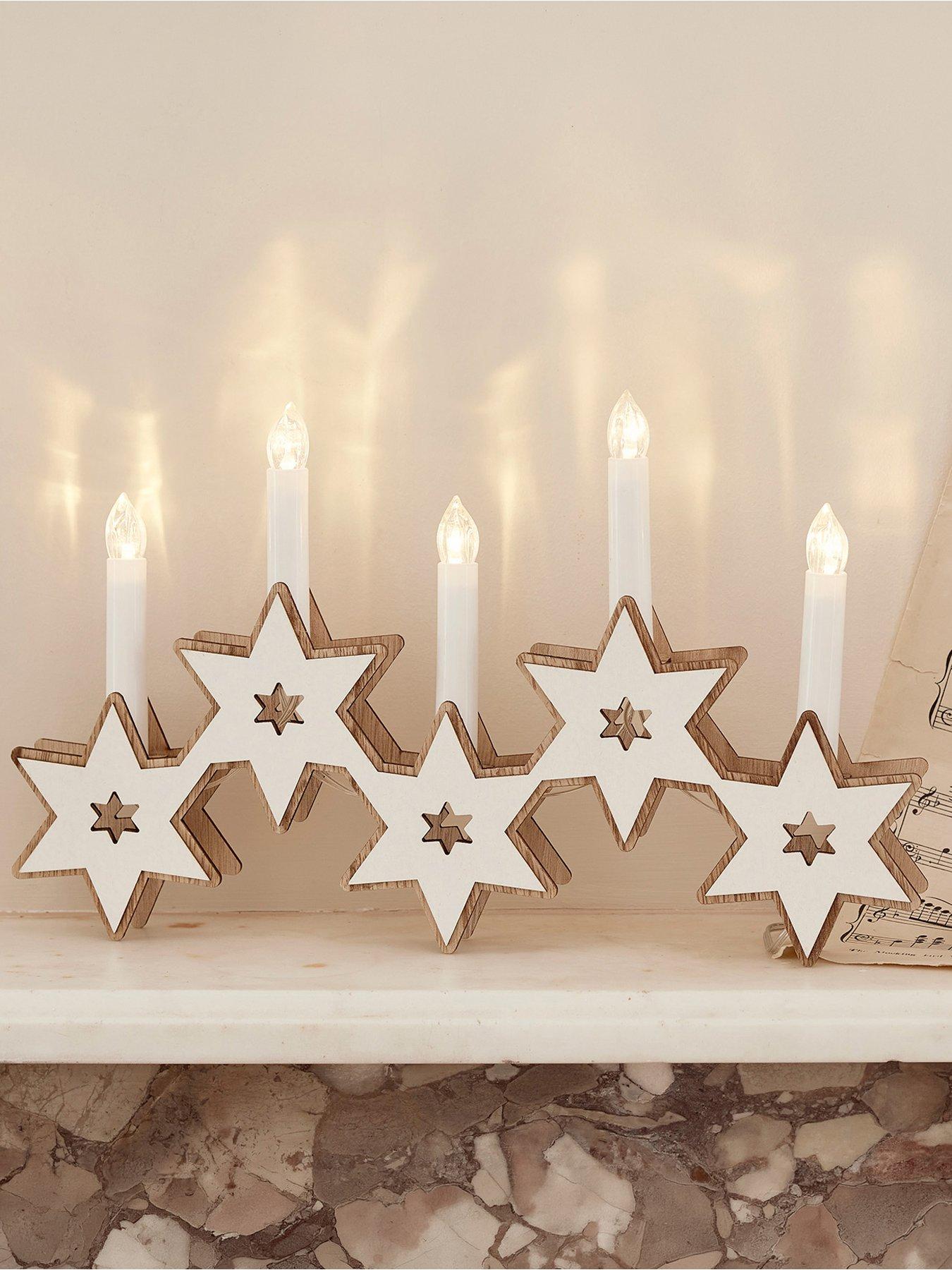Image 1 of 2 of Lights4Fun Wooden Star Candle Bridge
