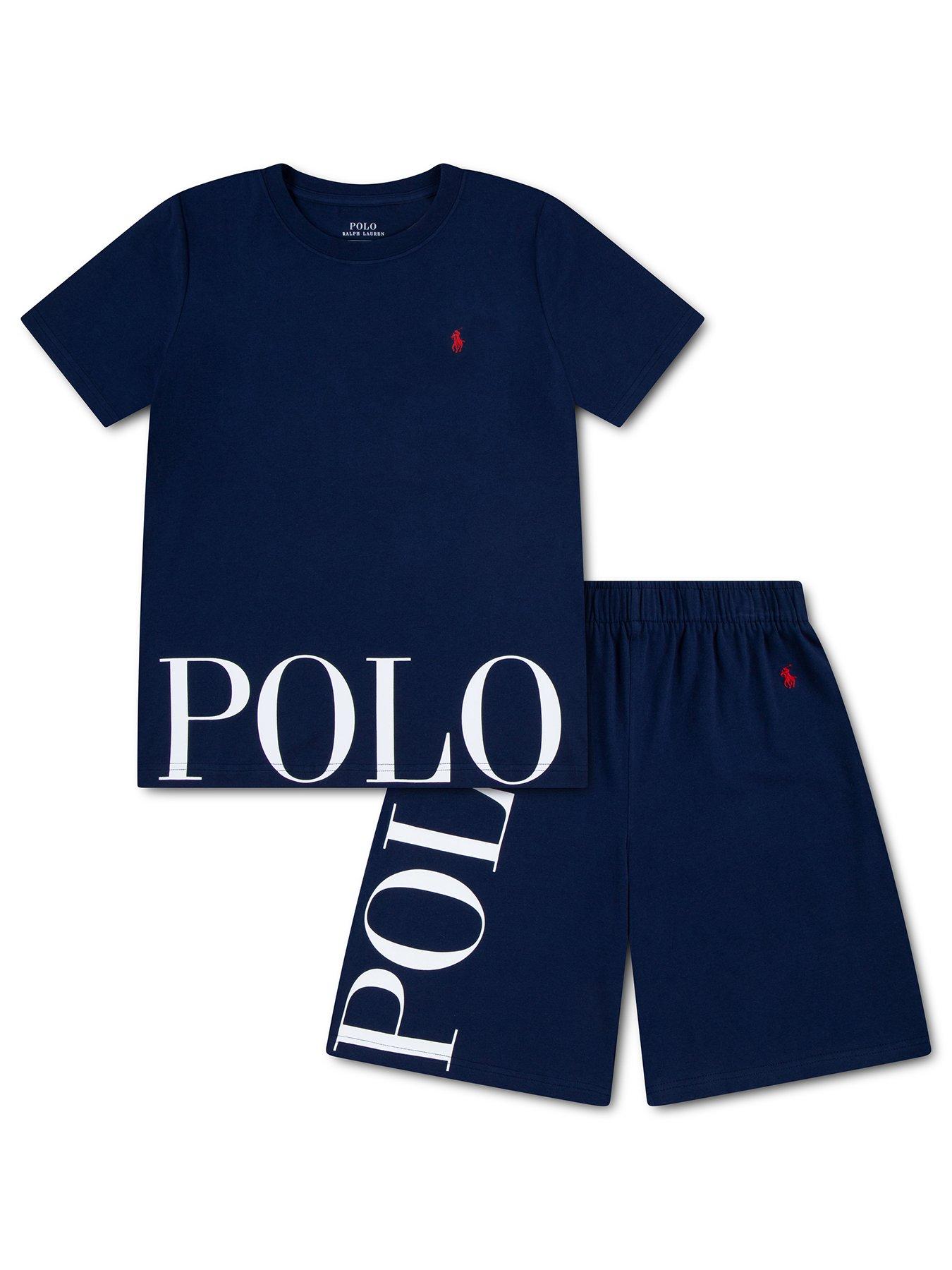 Image 1 of 4 of Polo Ralph Lauren Boys' Short Sleeve T-Shirt &amp; Shorts Pyjama Set - Navy