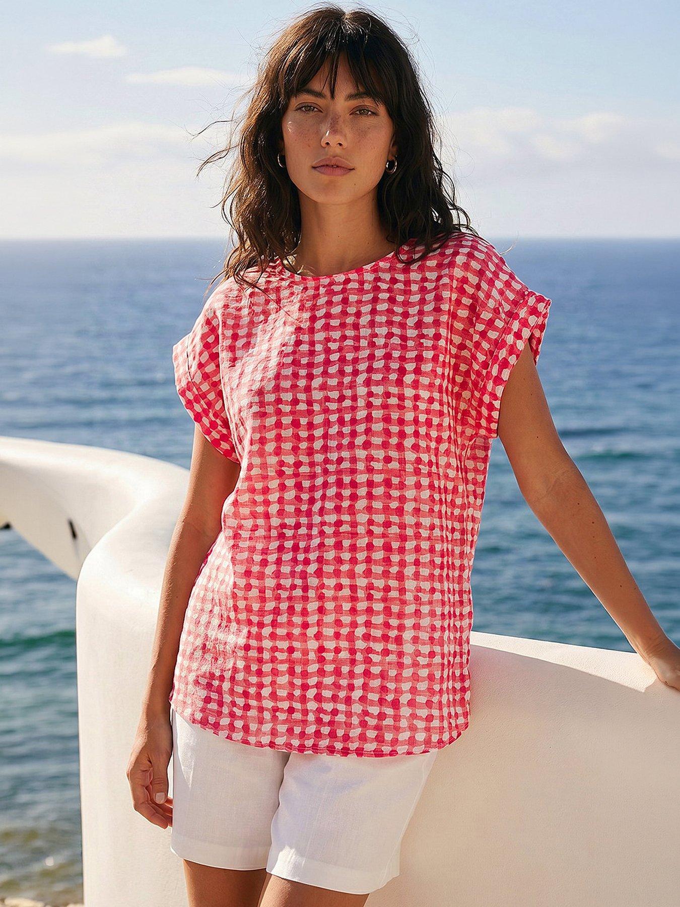 Image 1 of 4 of Roman Spotted Dot Print Shell Top