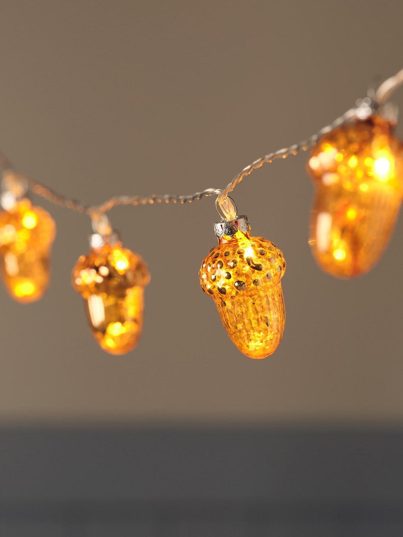 Image 1 of 4 of Lights4Fun Glass Acorn LED String Lights