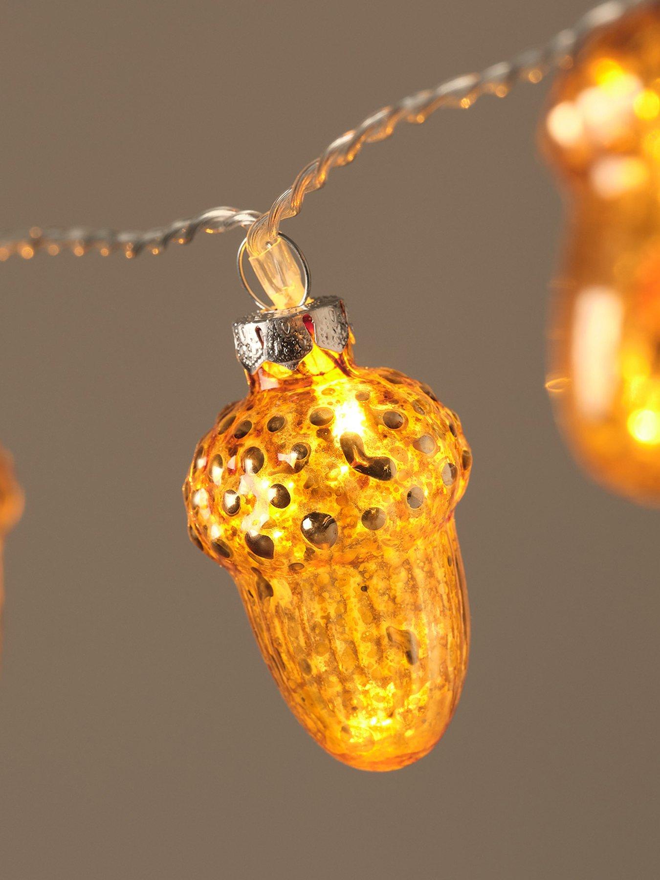 Image 2 of 4 of Lights4Fun Glass Acorn LED String Lights