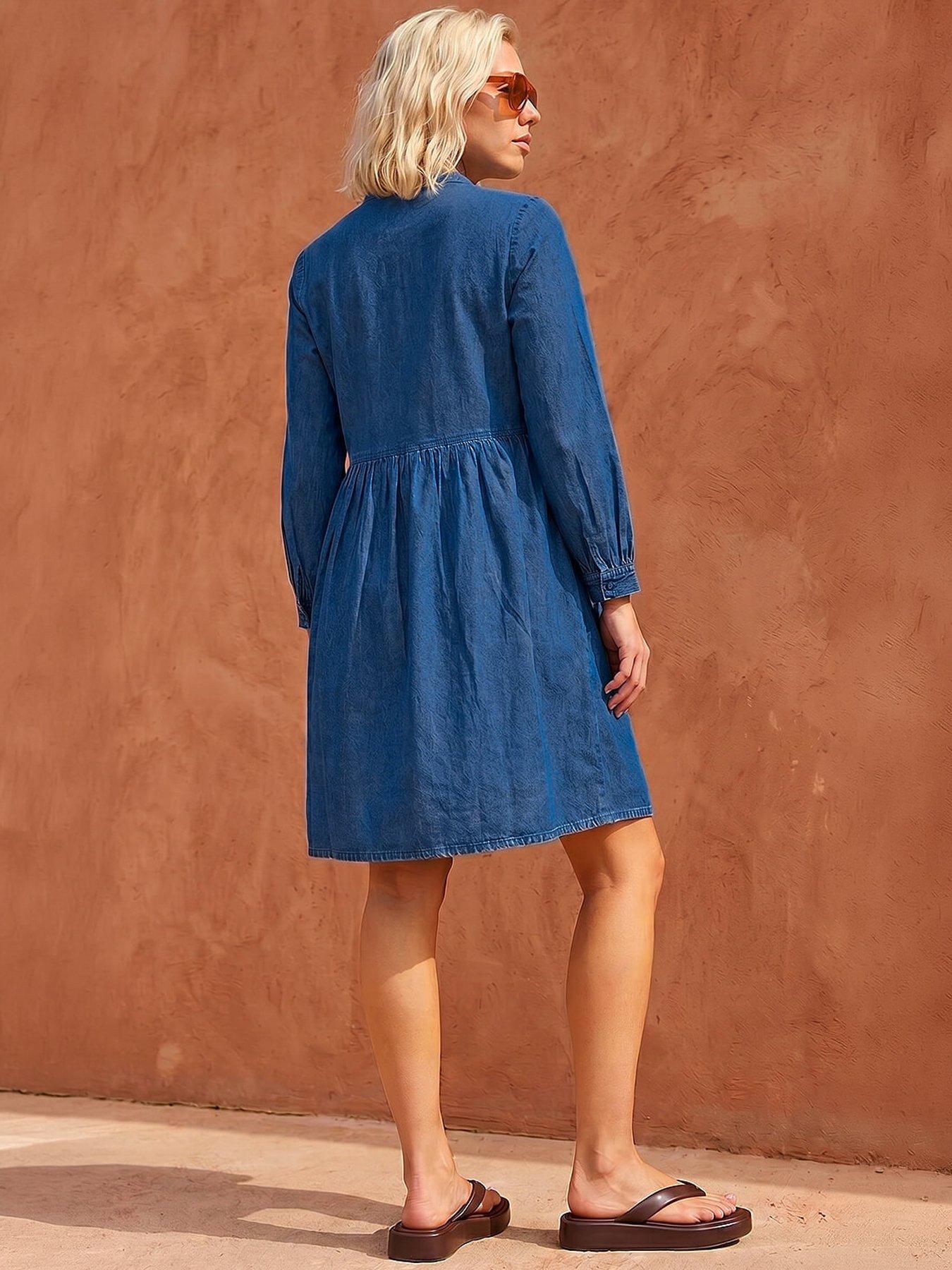 Image 3 of 4 of Roman Petite Denim Tunic Dress