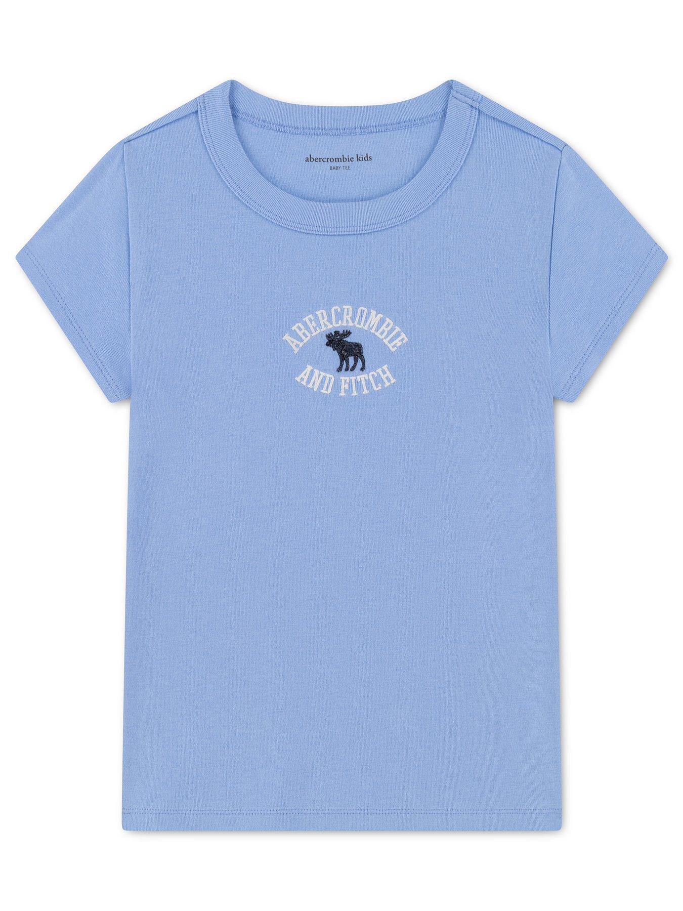 Image 1 of 3 of Abercrombie & Fitch Girls Y2k Core Script Short Sleeve Baby T-shirt - Blue