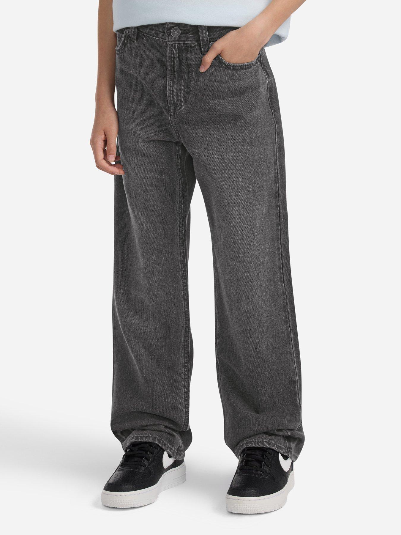 Image 1 of 7 of Abercrombie & Fitch Boys' Baggy Fit Jeans- Black