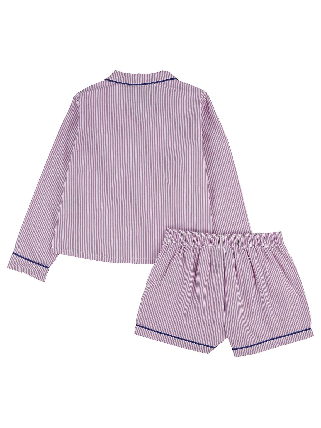 Image 2 of 2 of Polo Ralph Lauren Girls' Long Sleeve Striped Shirt &amp; Shorts Pyjama Set - Pink