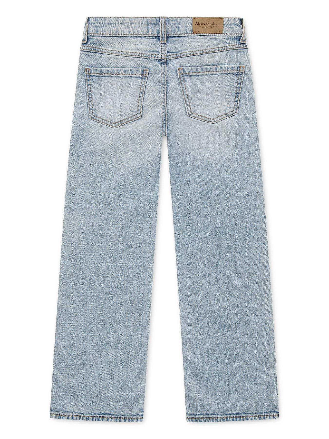 Image 3 of 6 of Abercrombie & Fitch Girls Braided High Rise Wide Leg Jeans - Blue