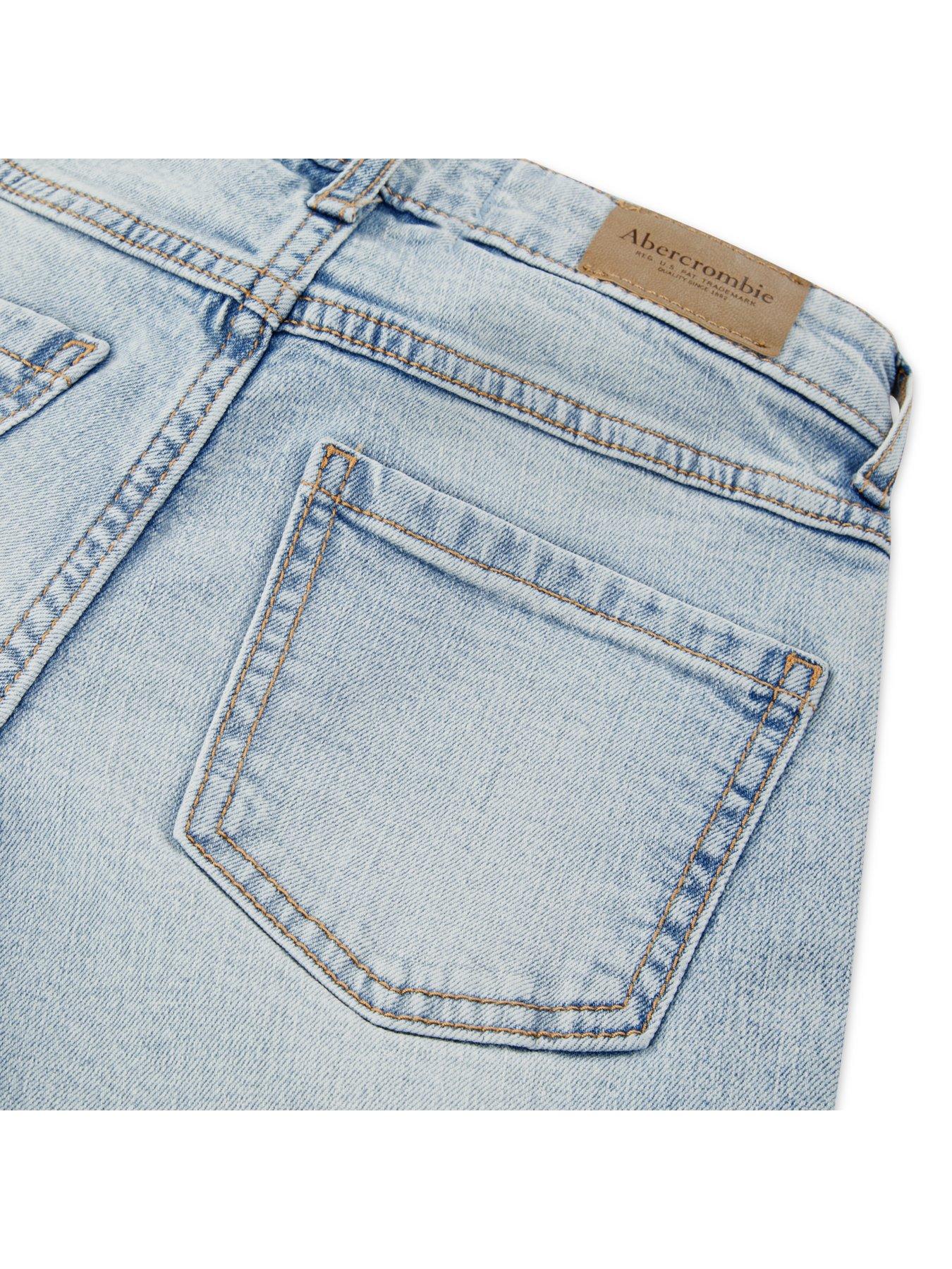 Image 5 of 6 of Abercrombie & Fitch Girls Braided High Rise Wide Leg Jeans - Blue