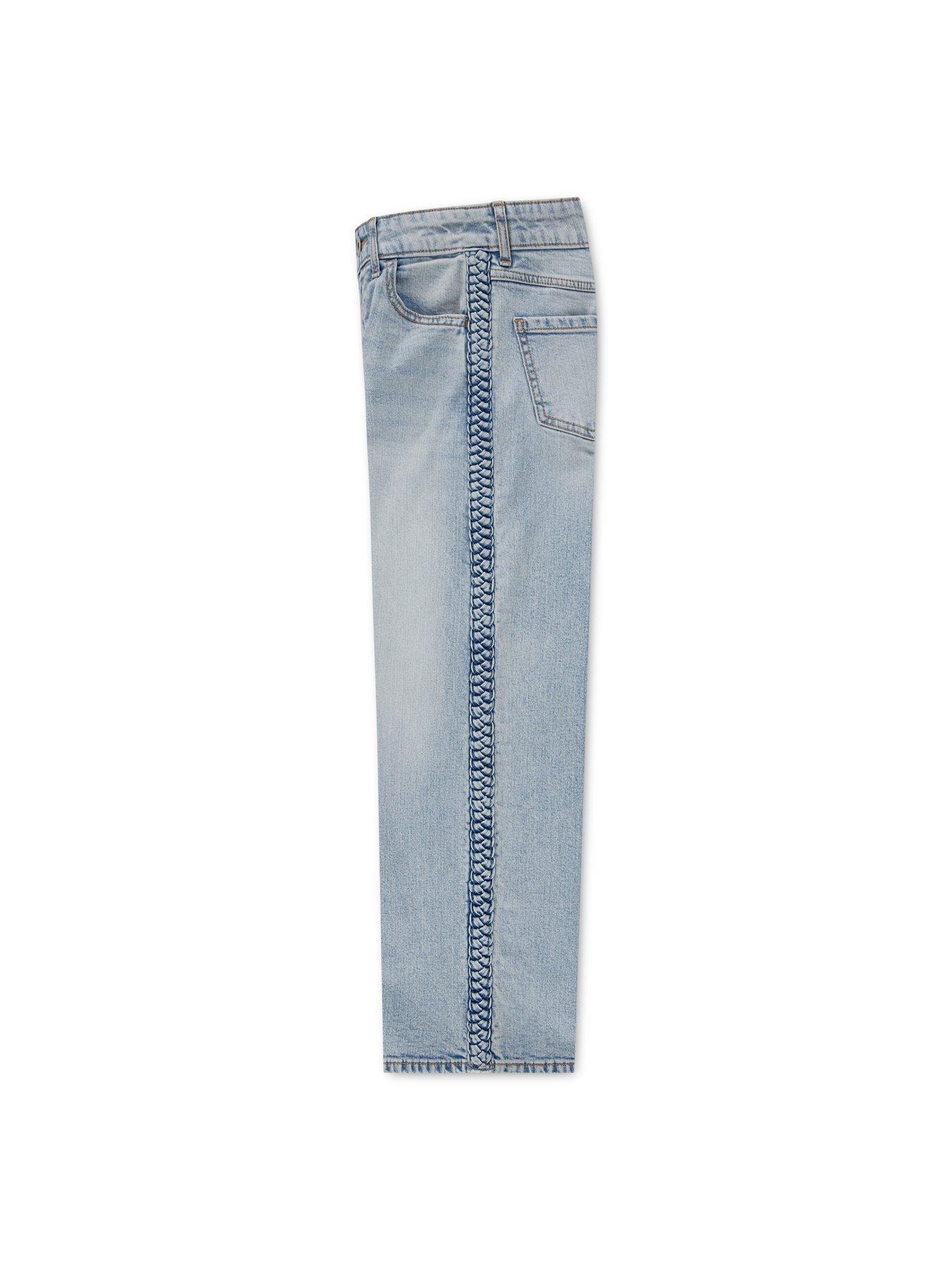 Image 6 of 6 of Abercrombie & Fitch Girls Braided High Rise Wide Leg Jeans - Blue