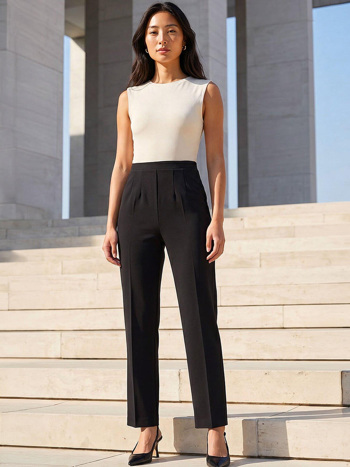 Roman Petite Straight Trouser, Black, Size 10, Women